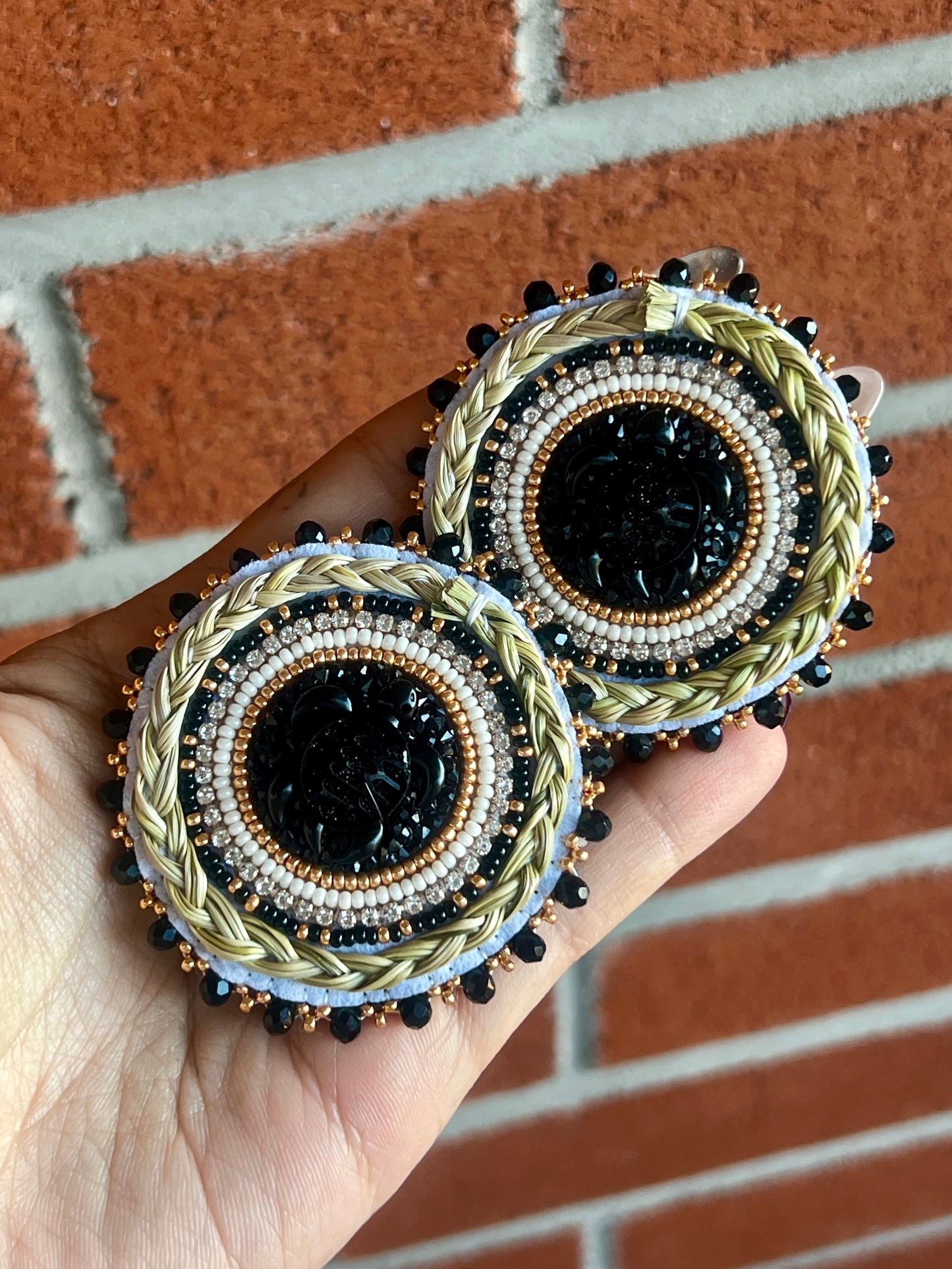Black Turtle Sweetgrass Earrings