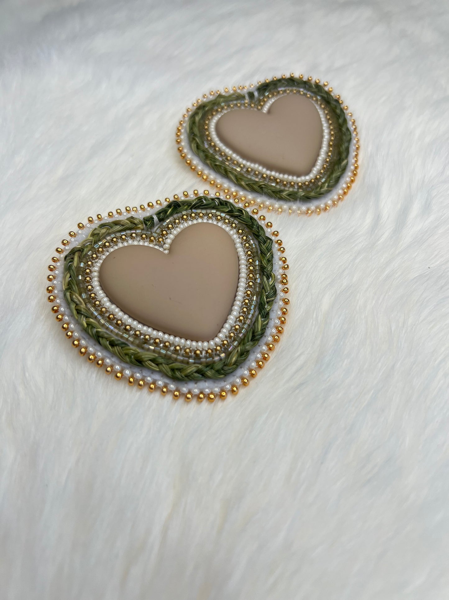 Tan Sweetgrass Hearts