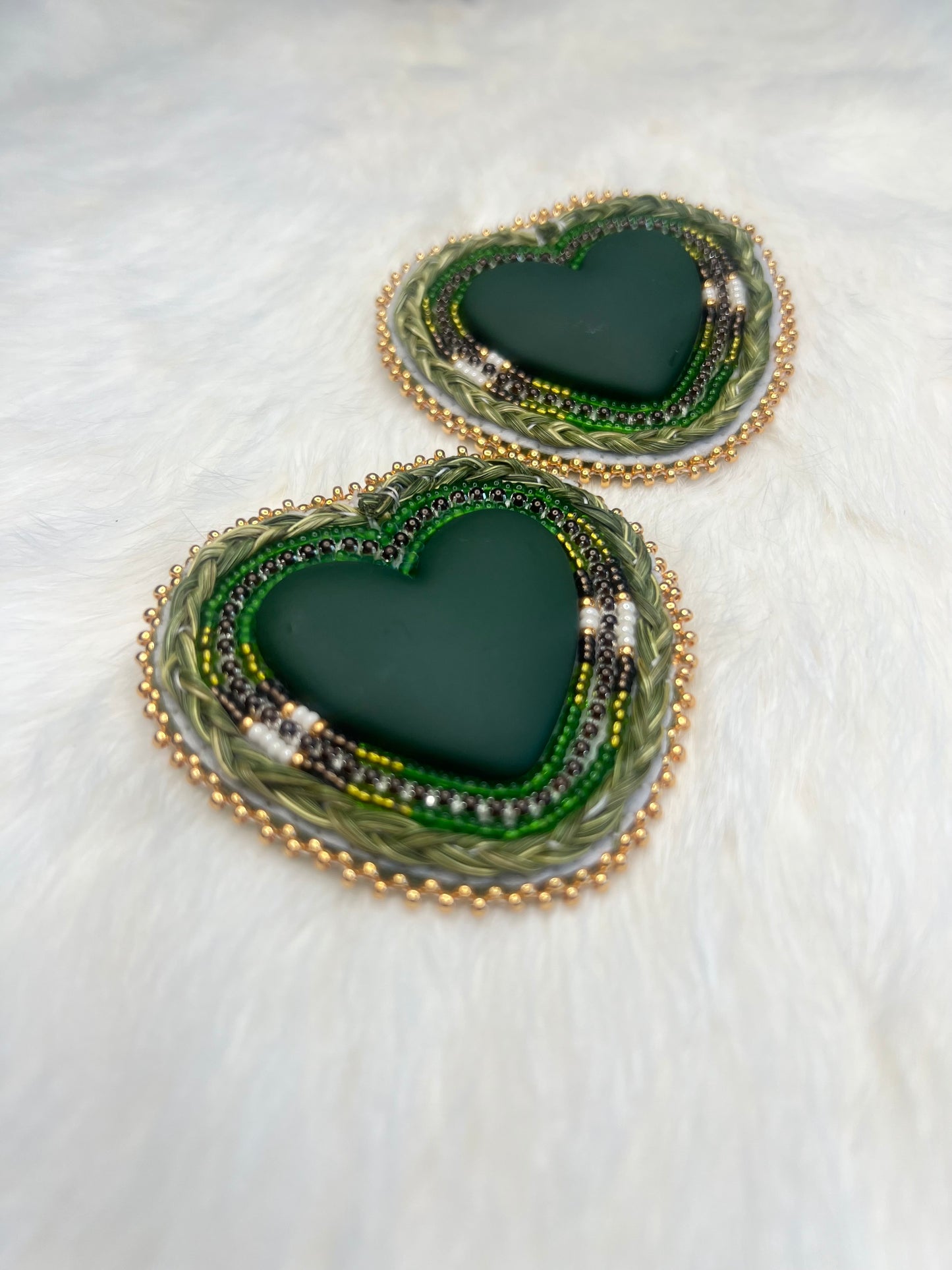 Green Sweetgrass Hearts