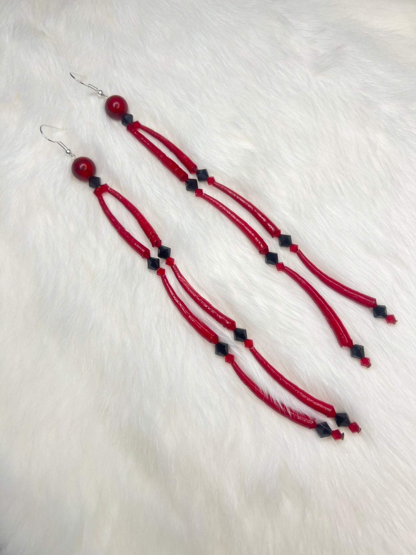 Red Dentalium Earrings