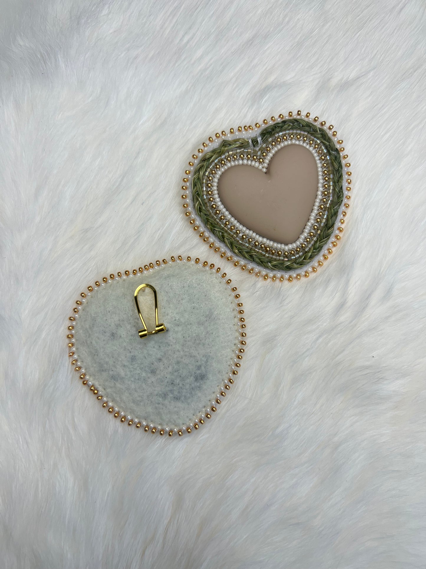Tan Sweetgrass Hearts