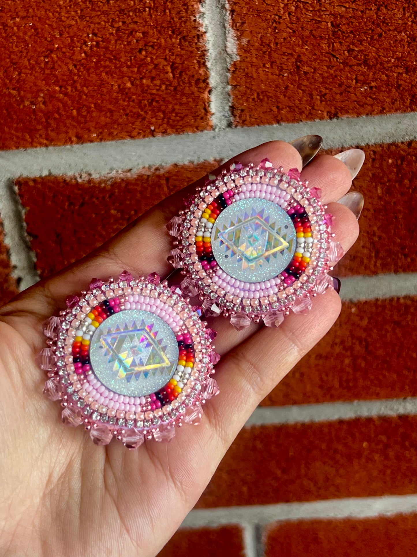 Starburst Pink Beaded Earrings