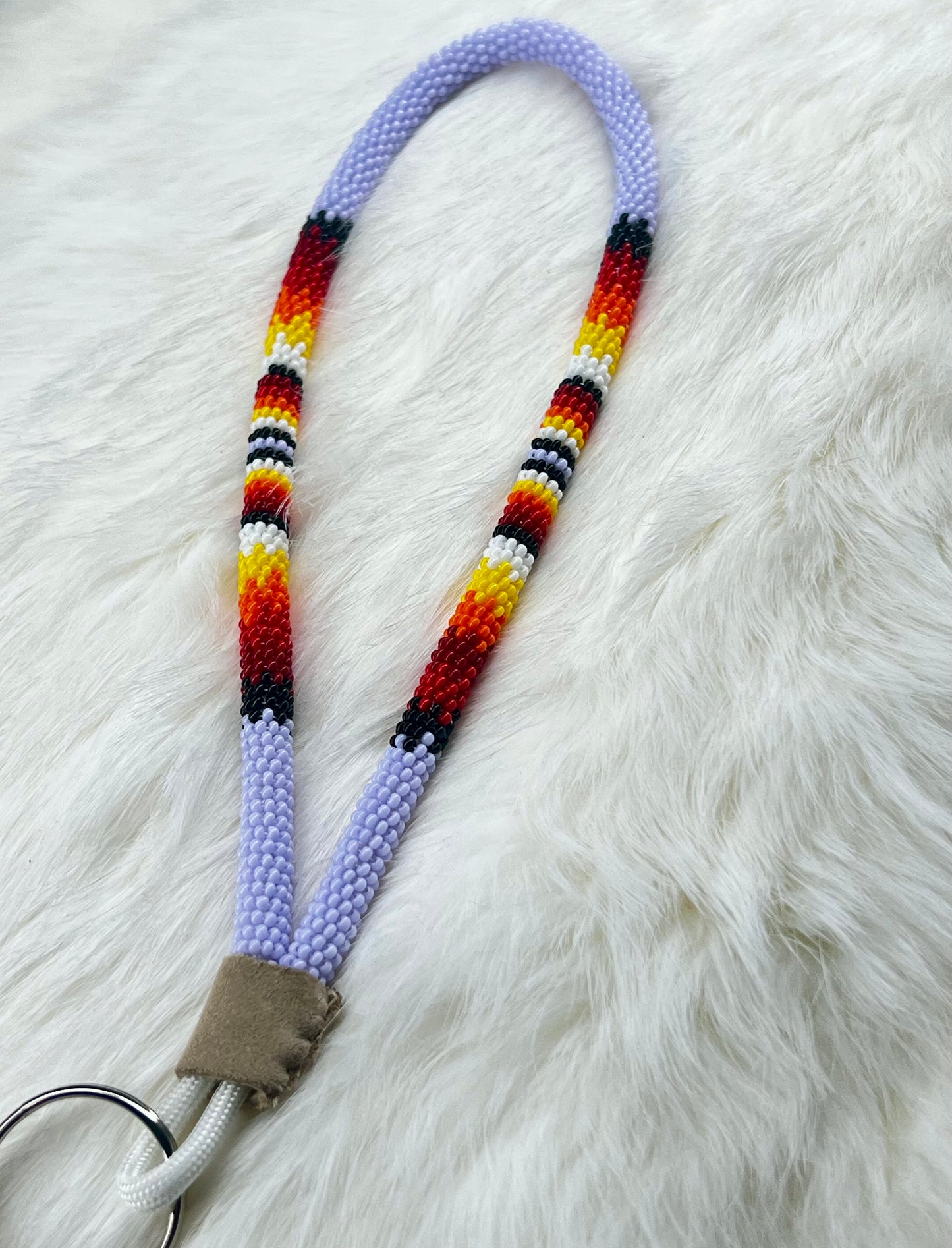 Purple Flame Beaded Keychain