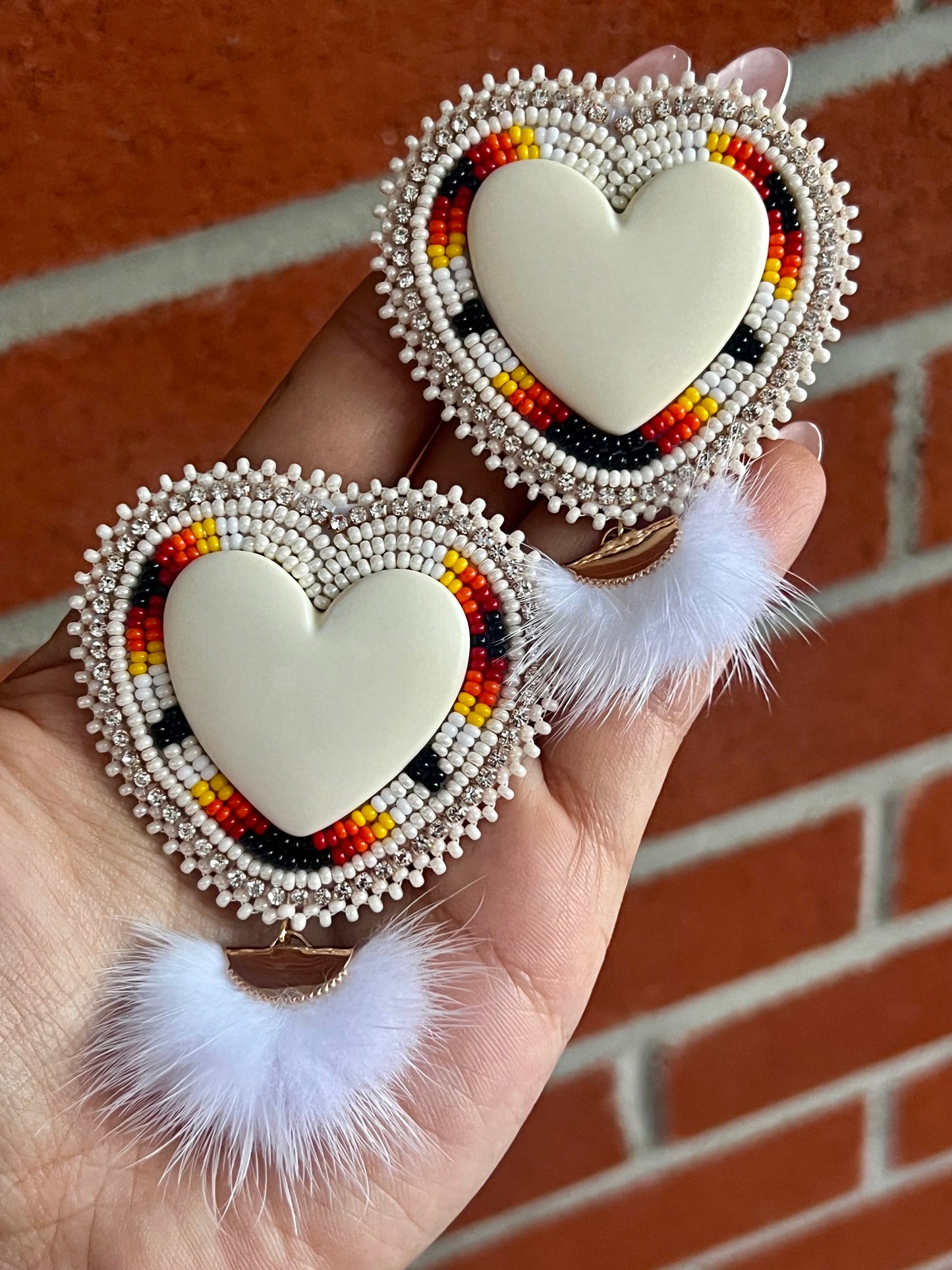 Ivory Faux Mink Fur Hearts