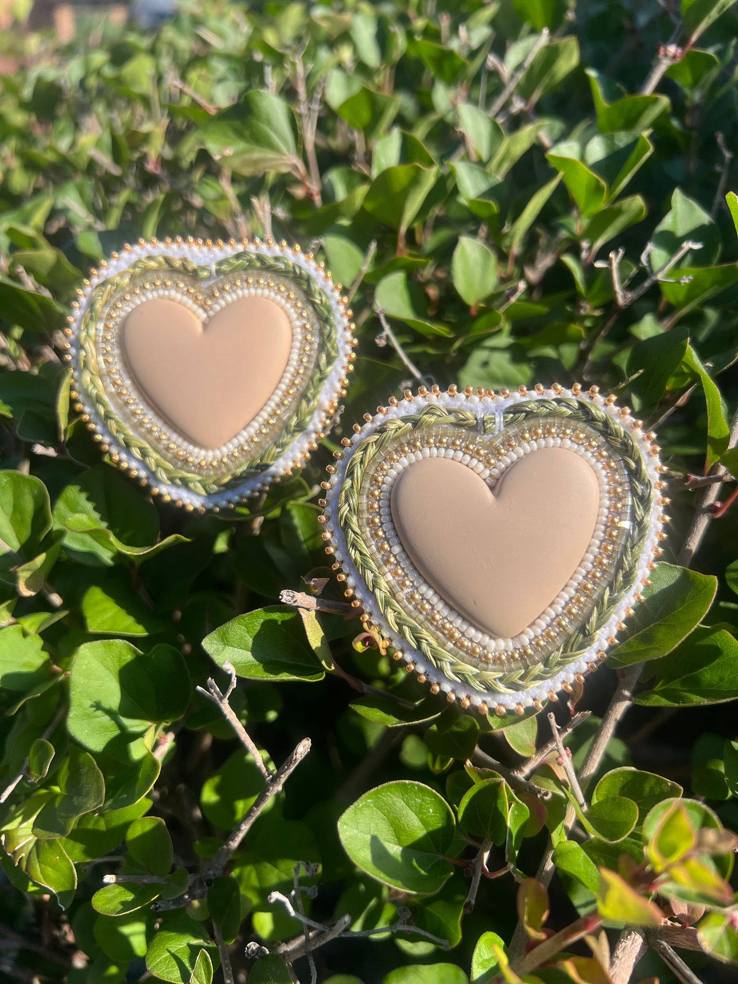 Tan Sweetgrass Hearts