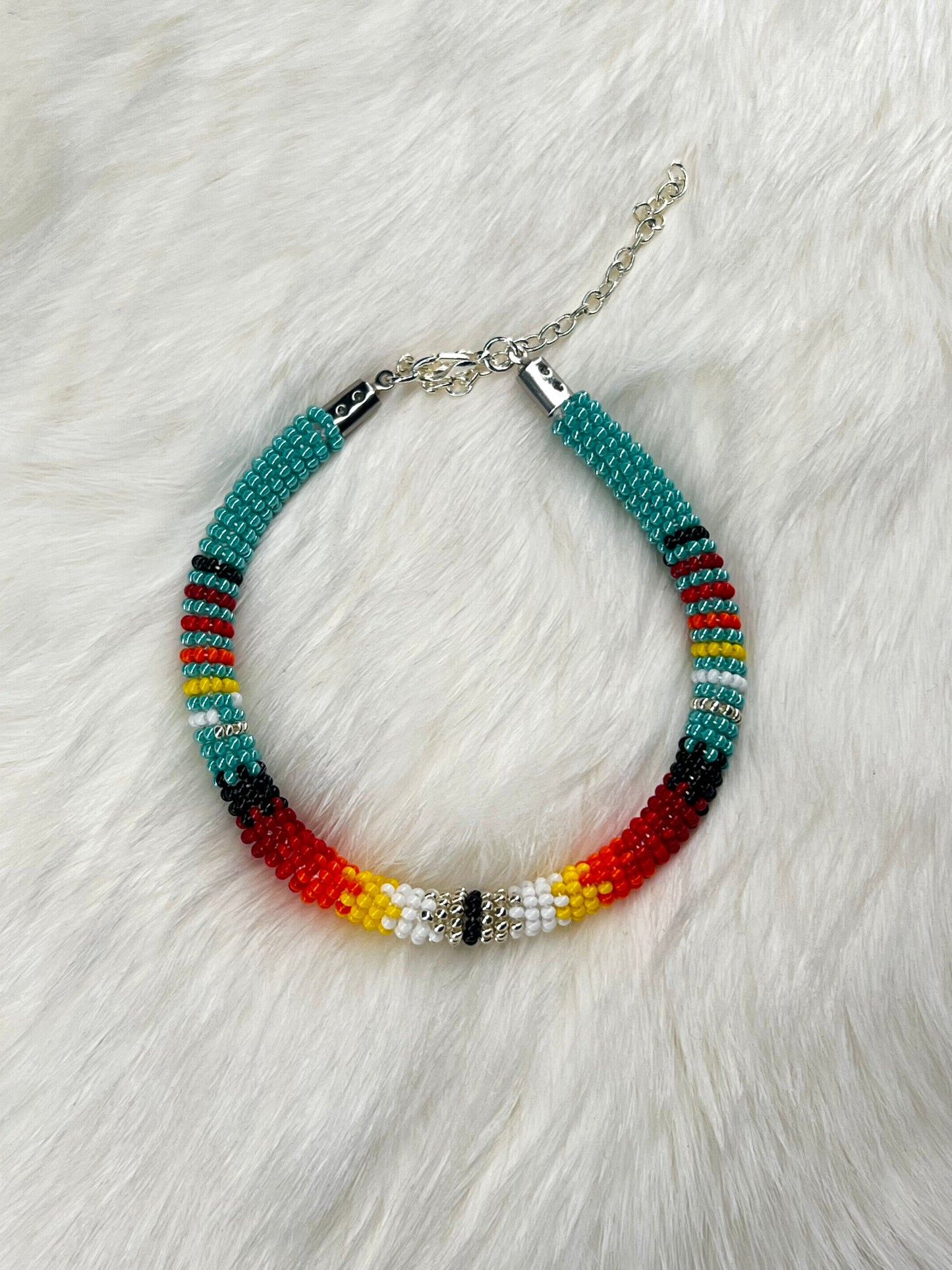 Turquoise Flame Beaded Bracelet