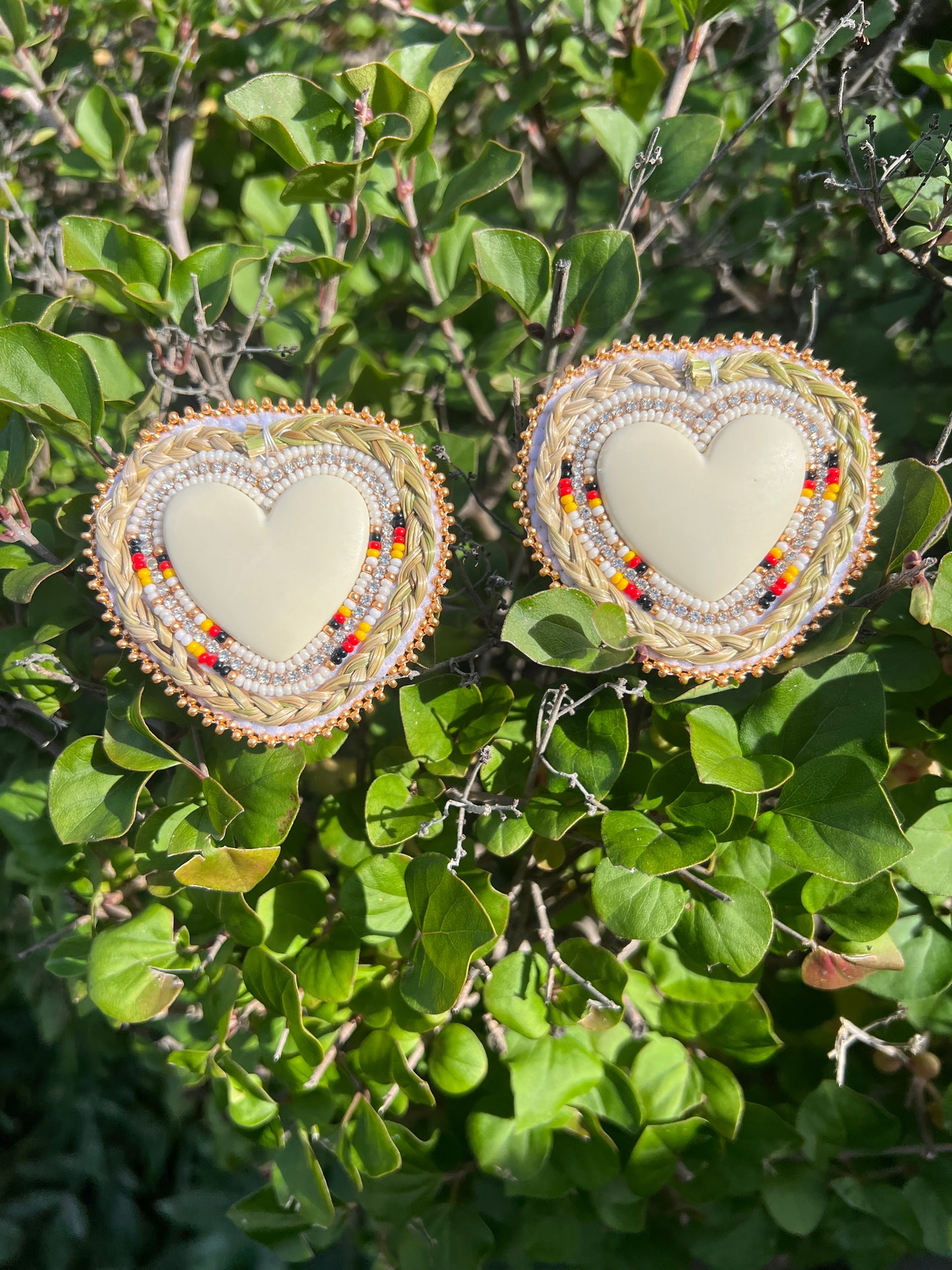 Ivory Sweetgrass Hearts