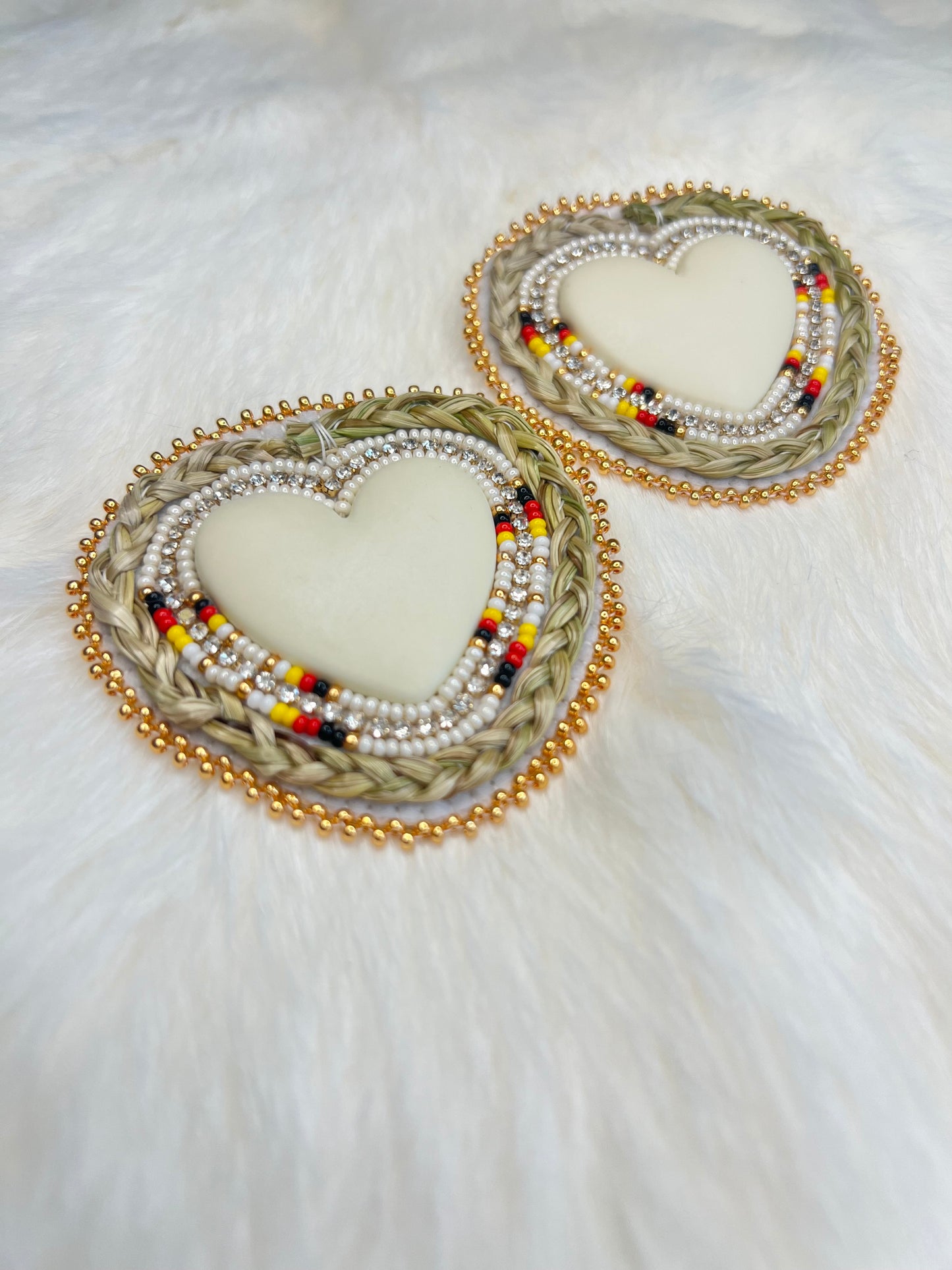 Ivory Sweetgrass Hearts