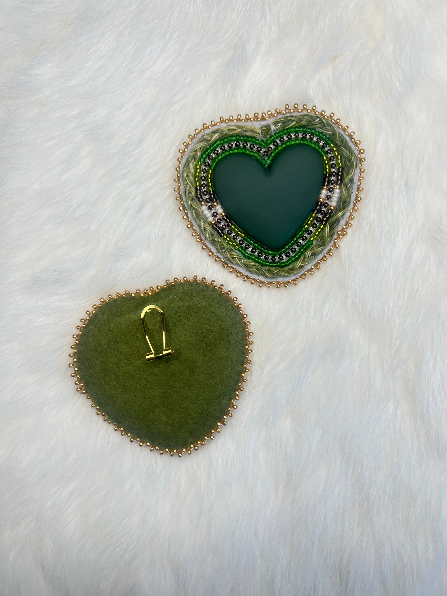 Green Sweetgrass Hearts