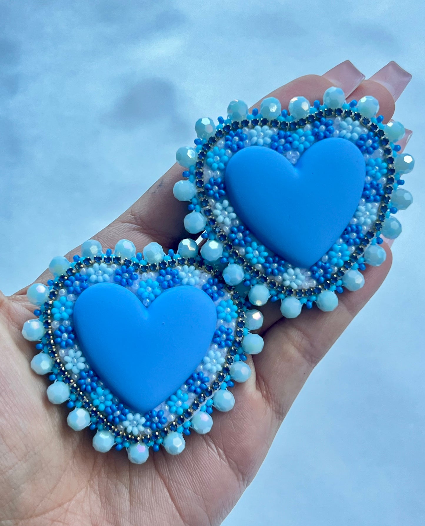 Blue Floral Hearts