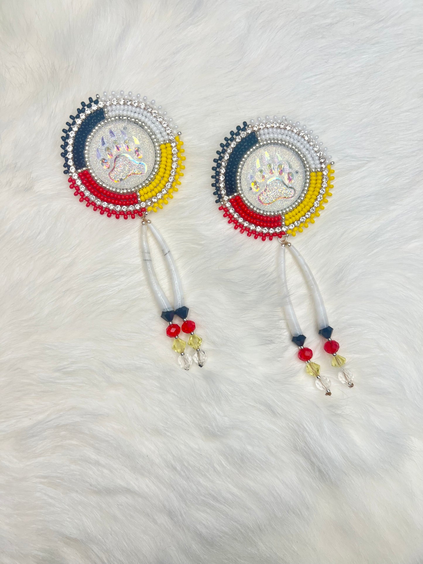 Medicine Wheel Dentalium Earrings