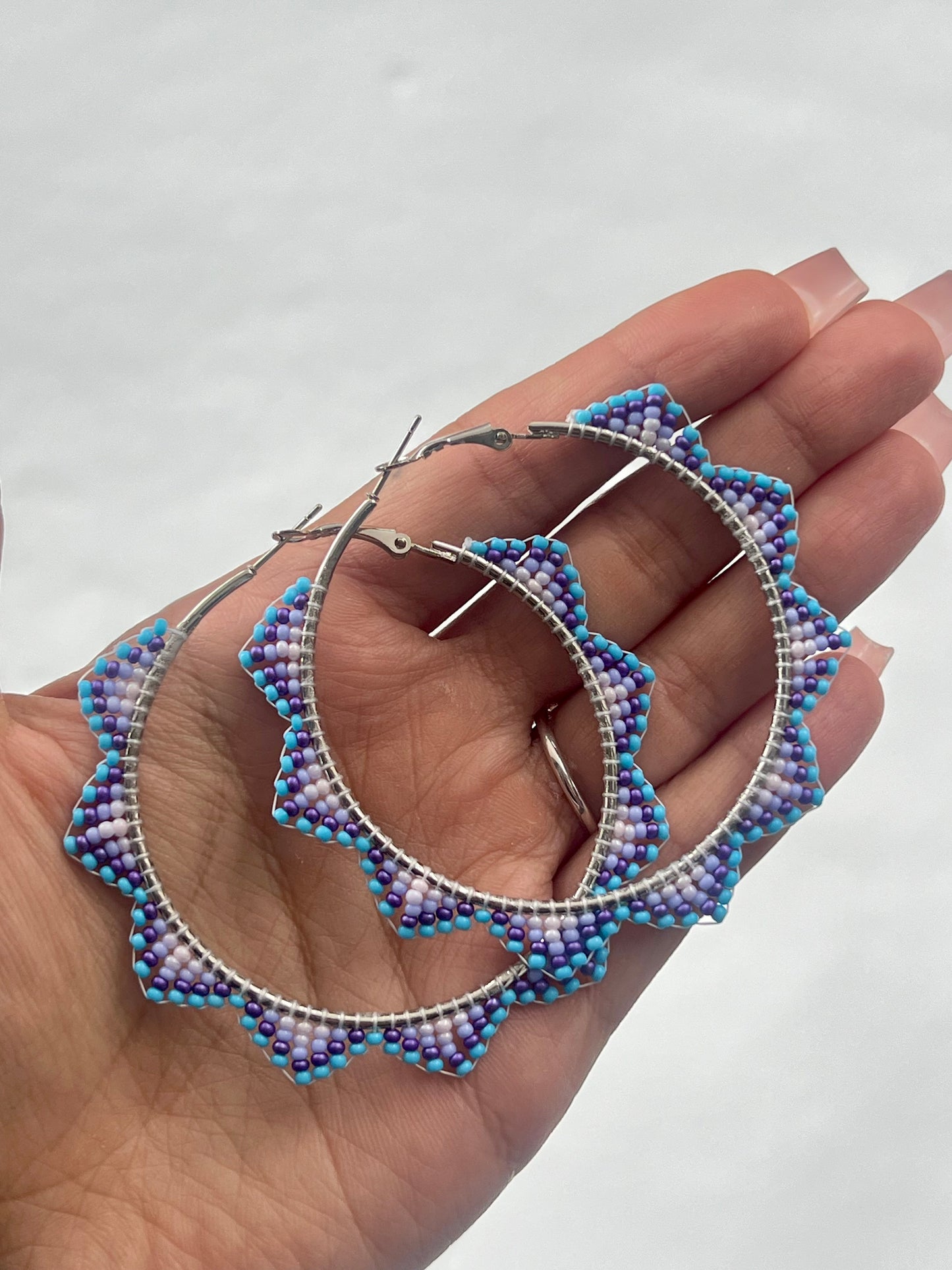 Blue Horizon Beaded Hoops