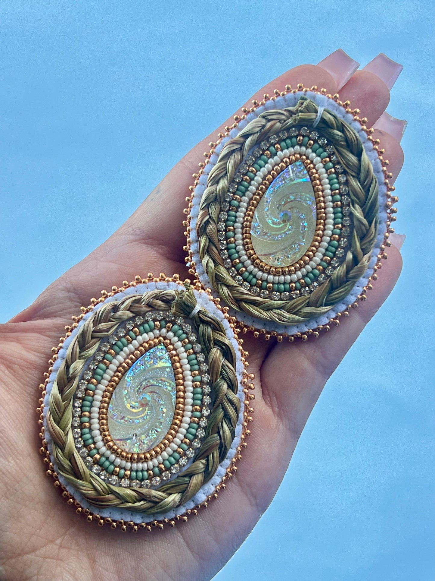 Golden Aura Sweetgrass Earrings