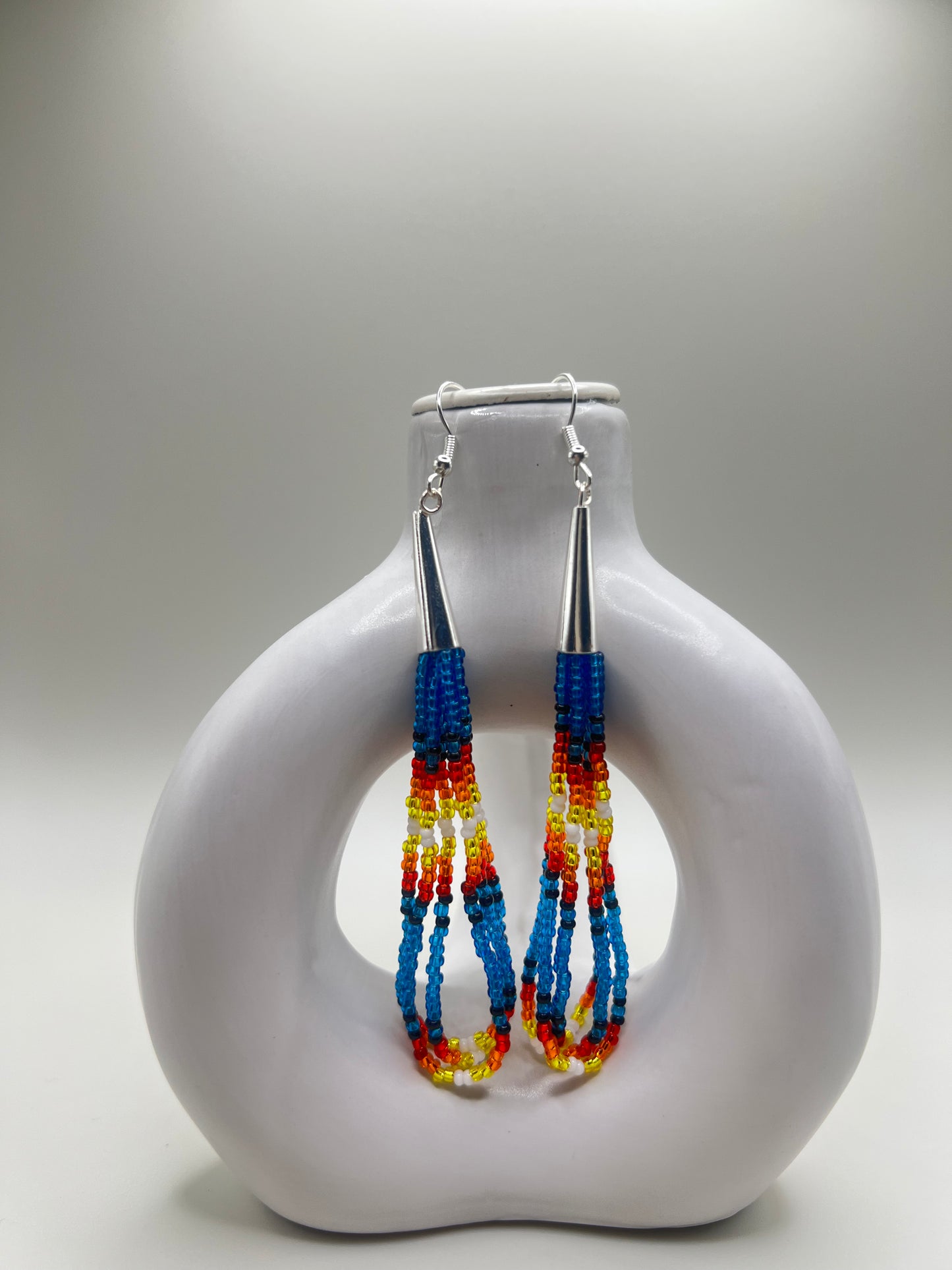 Blue Dangle Beaded Earrings