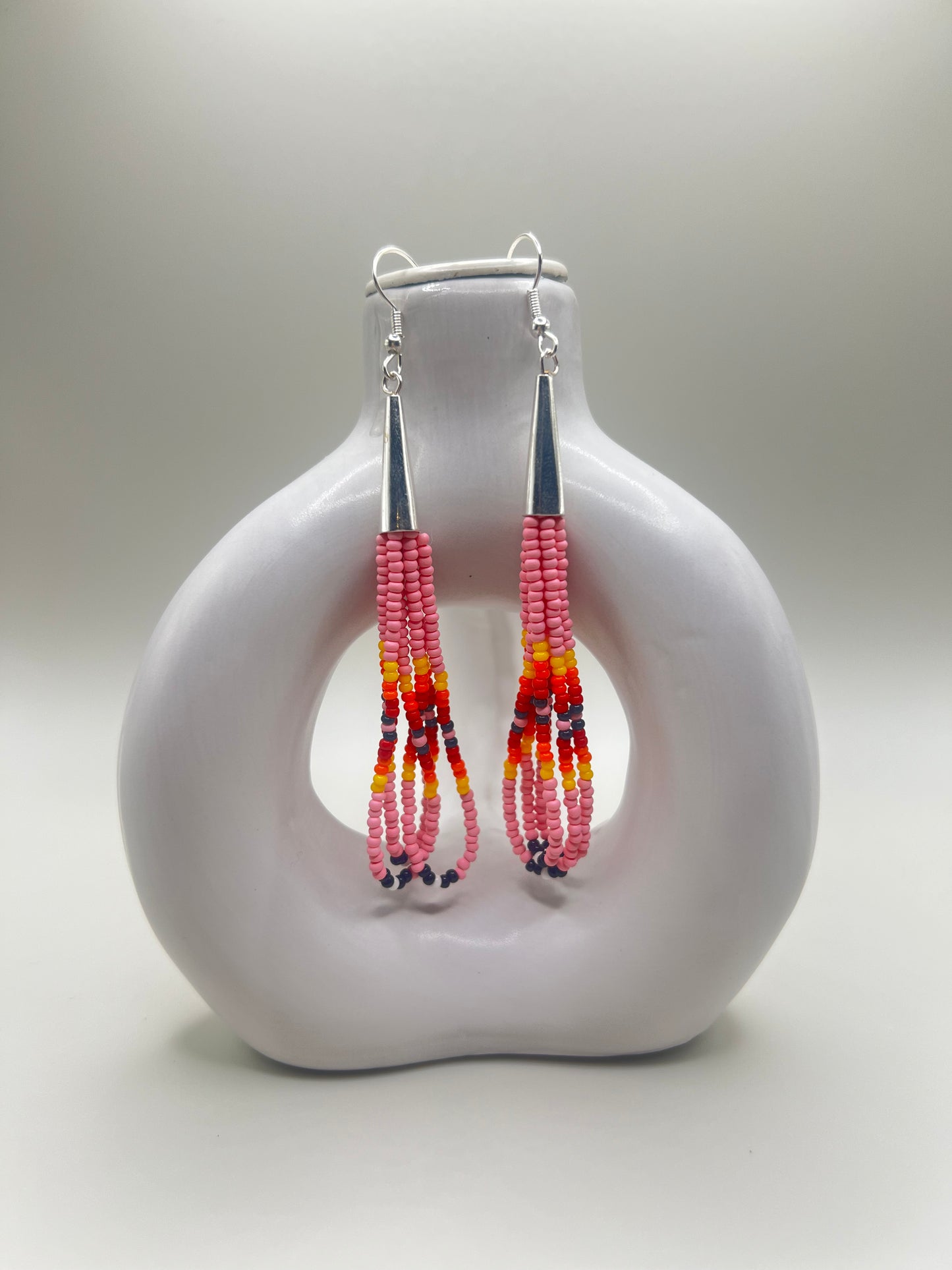 Pink Beaded Dangle Earrings