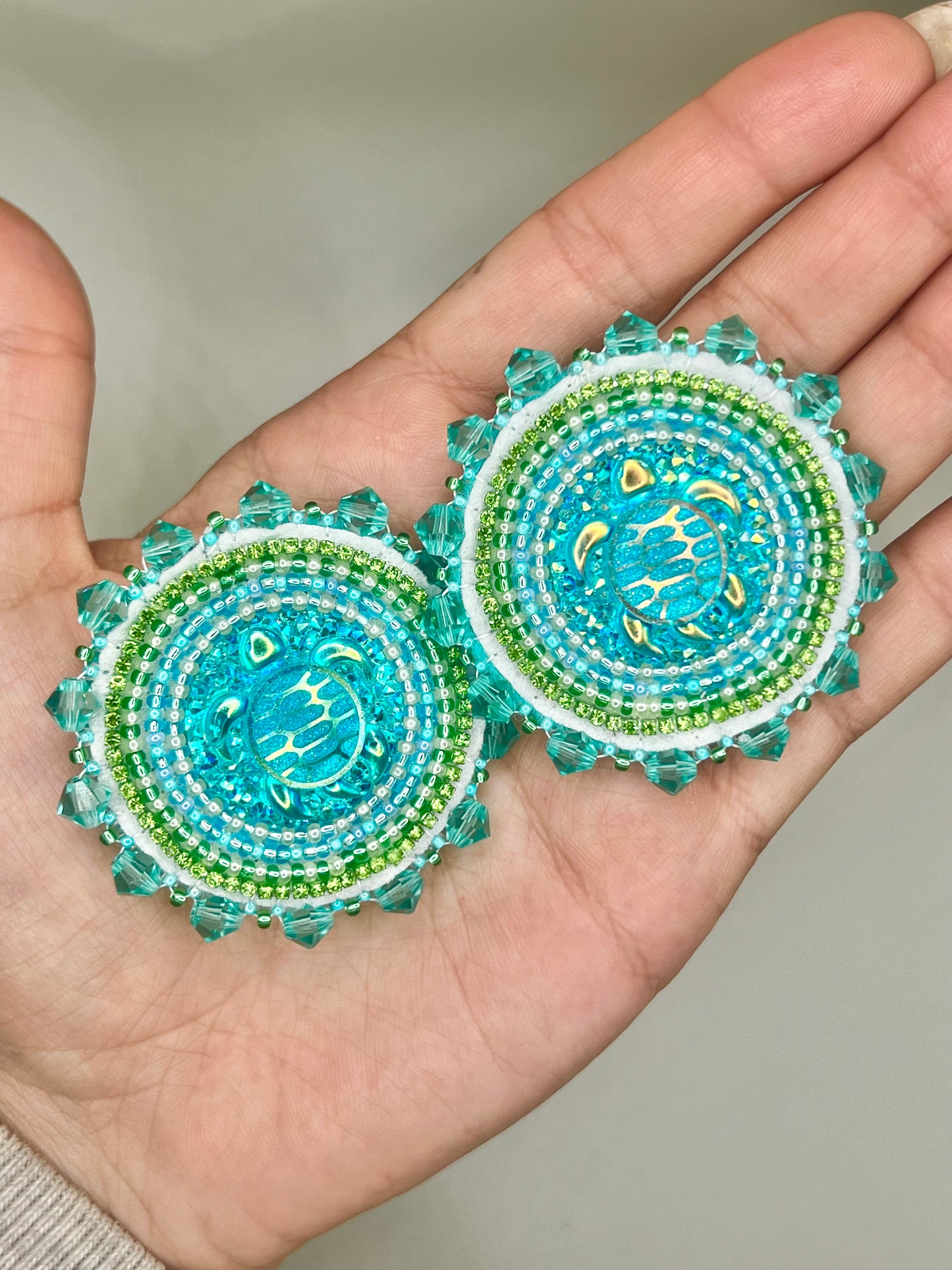 Flat Stitch Sea Turtle Earrings