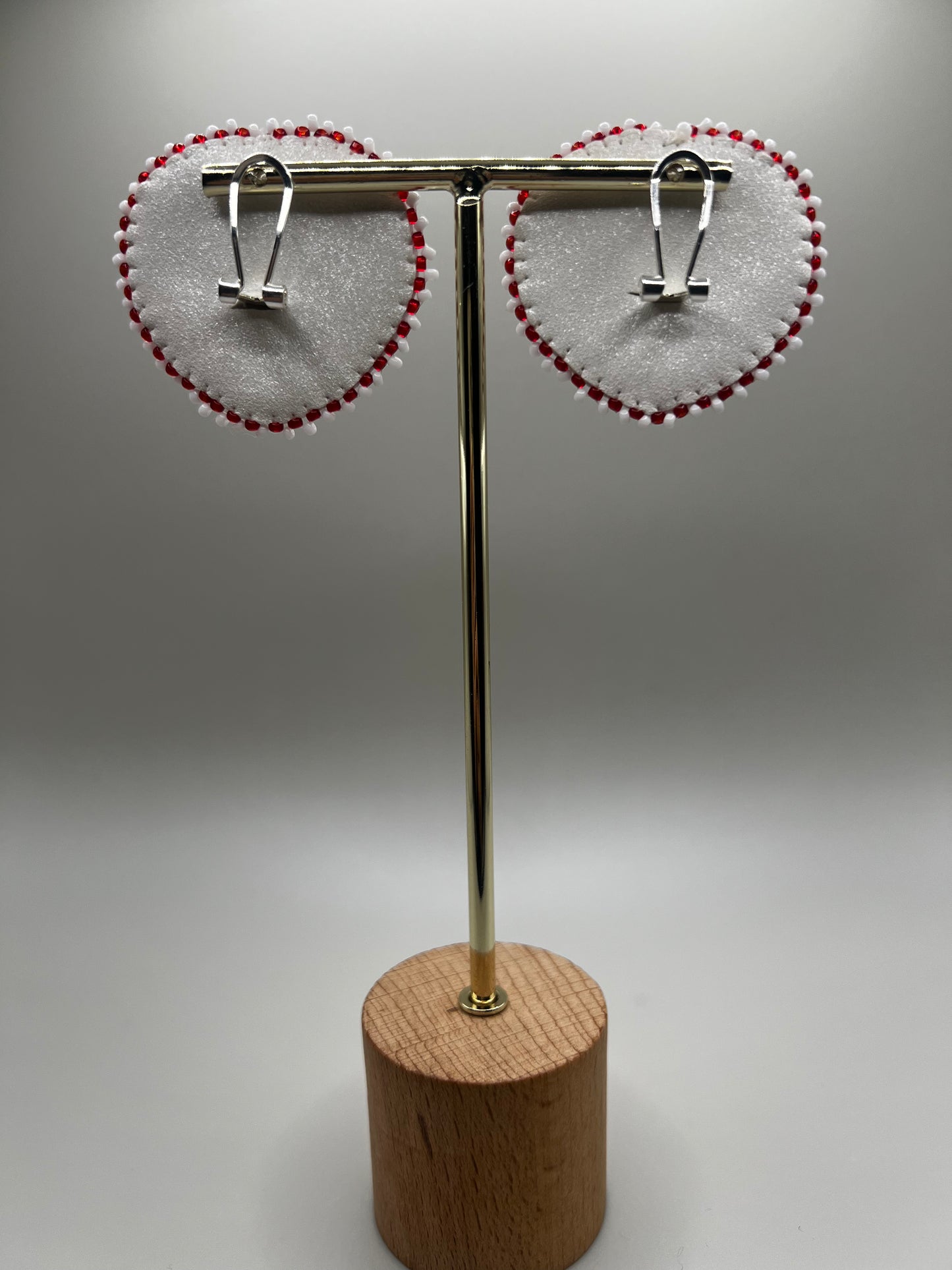 Flat Stitch Heart Beaded Earrings