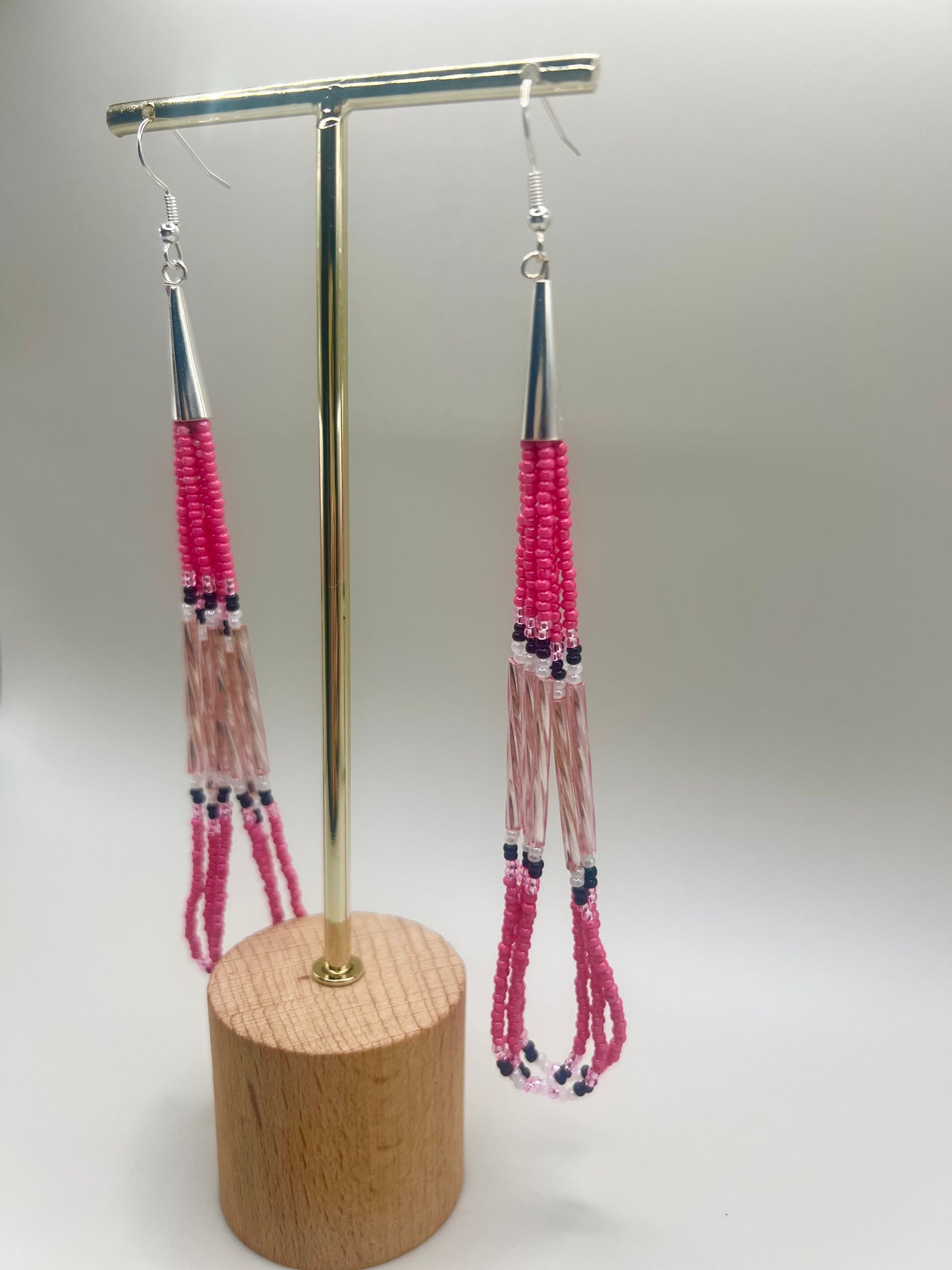 Hot Pink Beaded Dangles