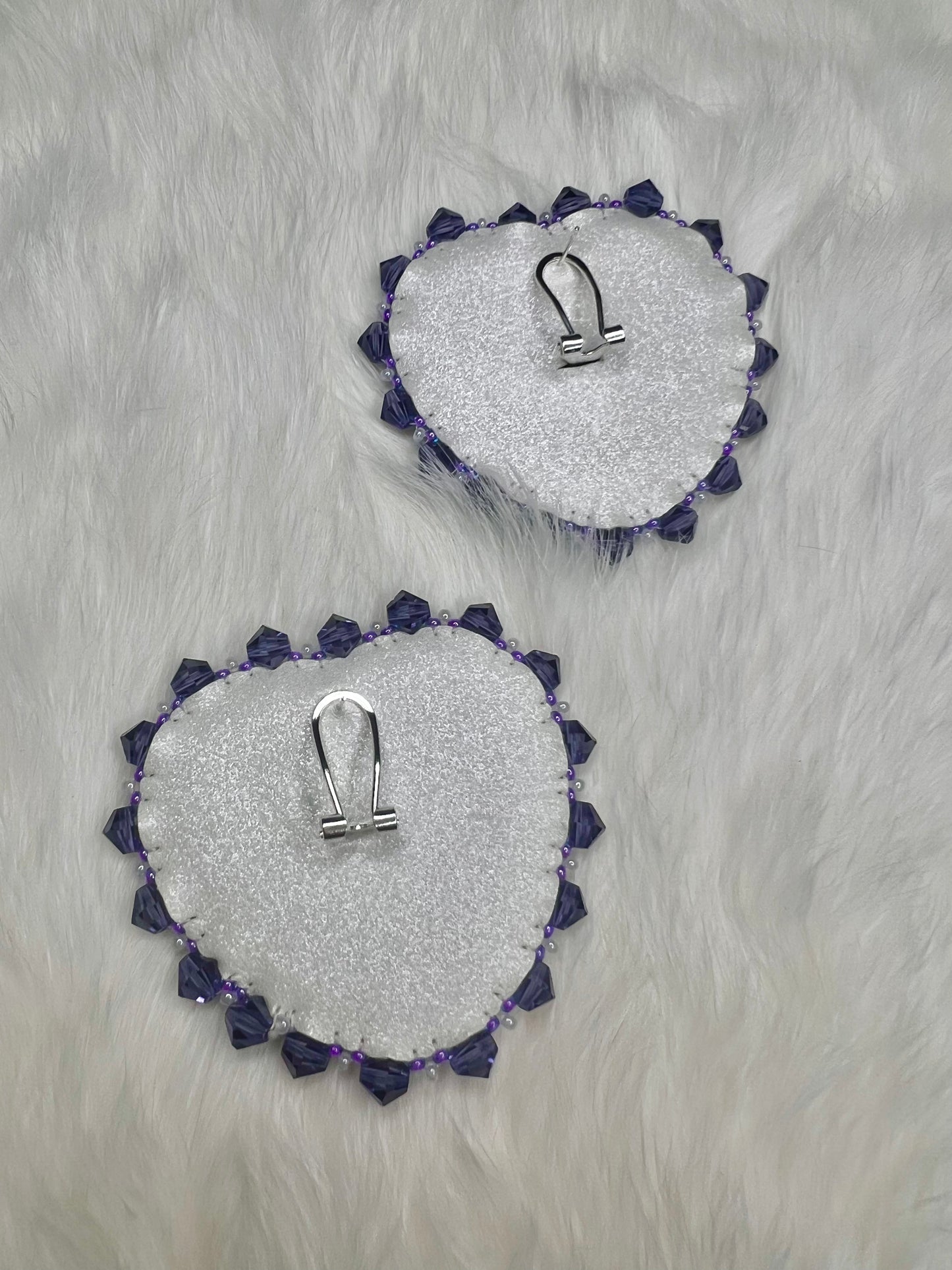 Purple Floral Beaded Hearts
