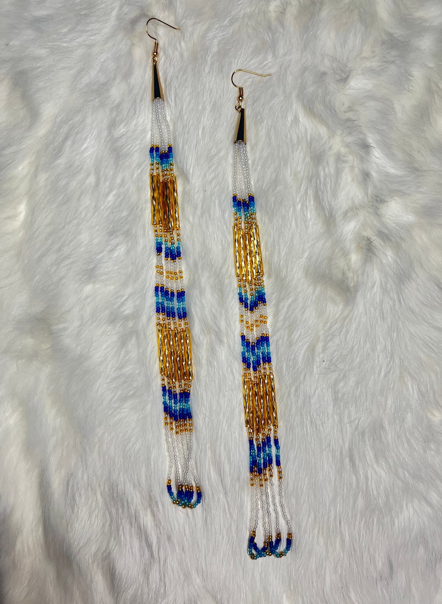 Blue and Gold Beaded Dangles