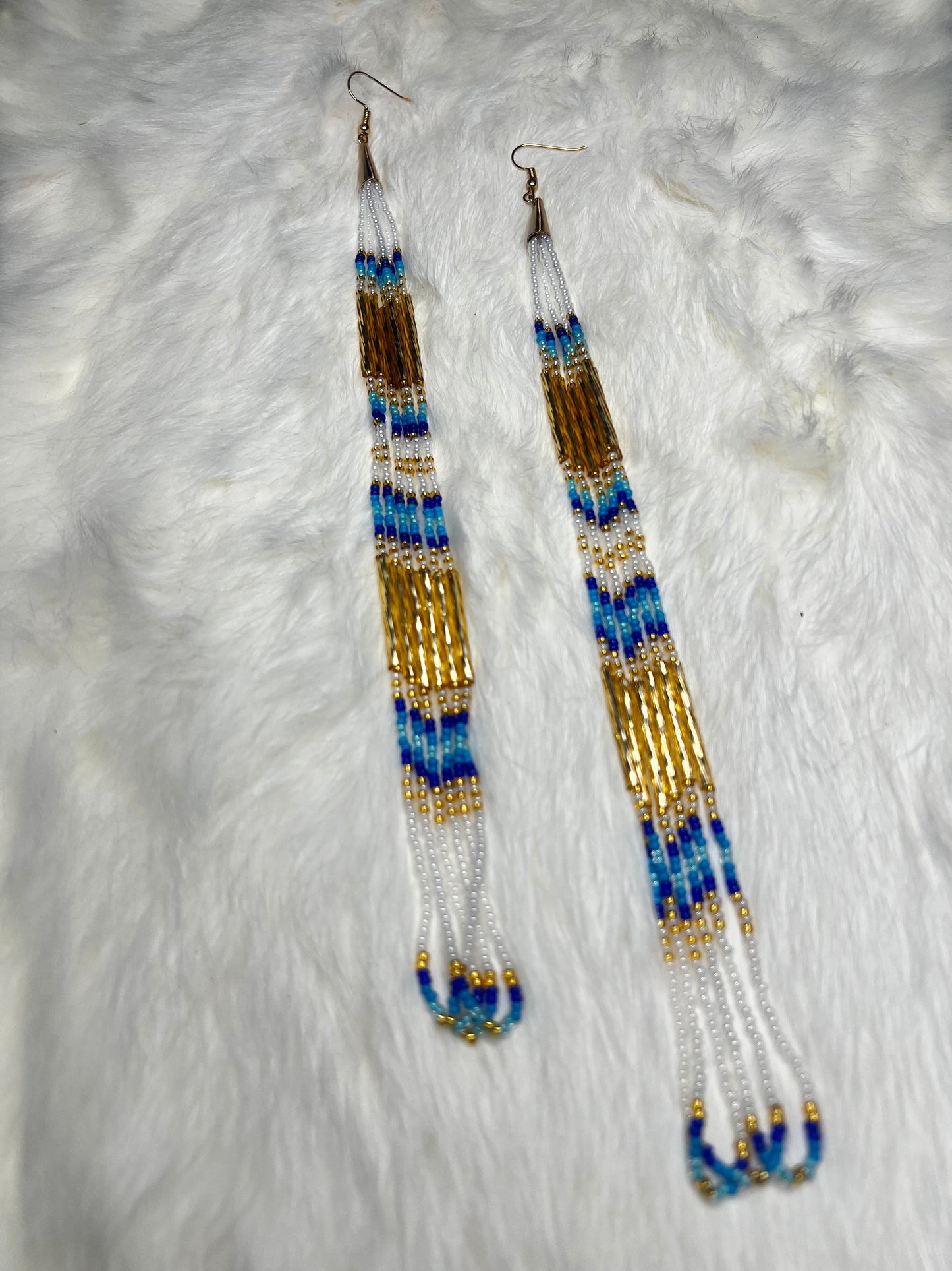 Blue and Gold Beaded Dangles