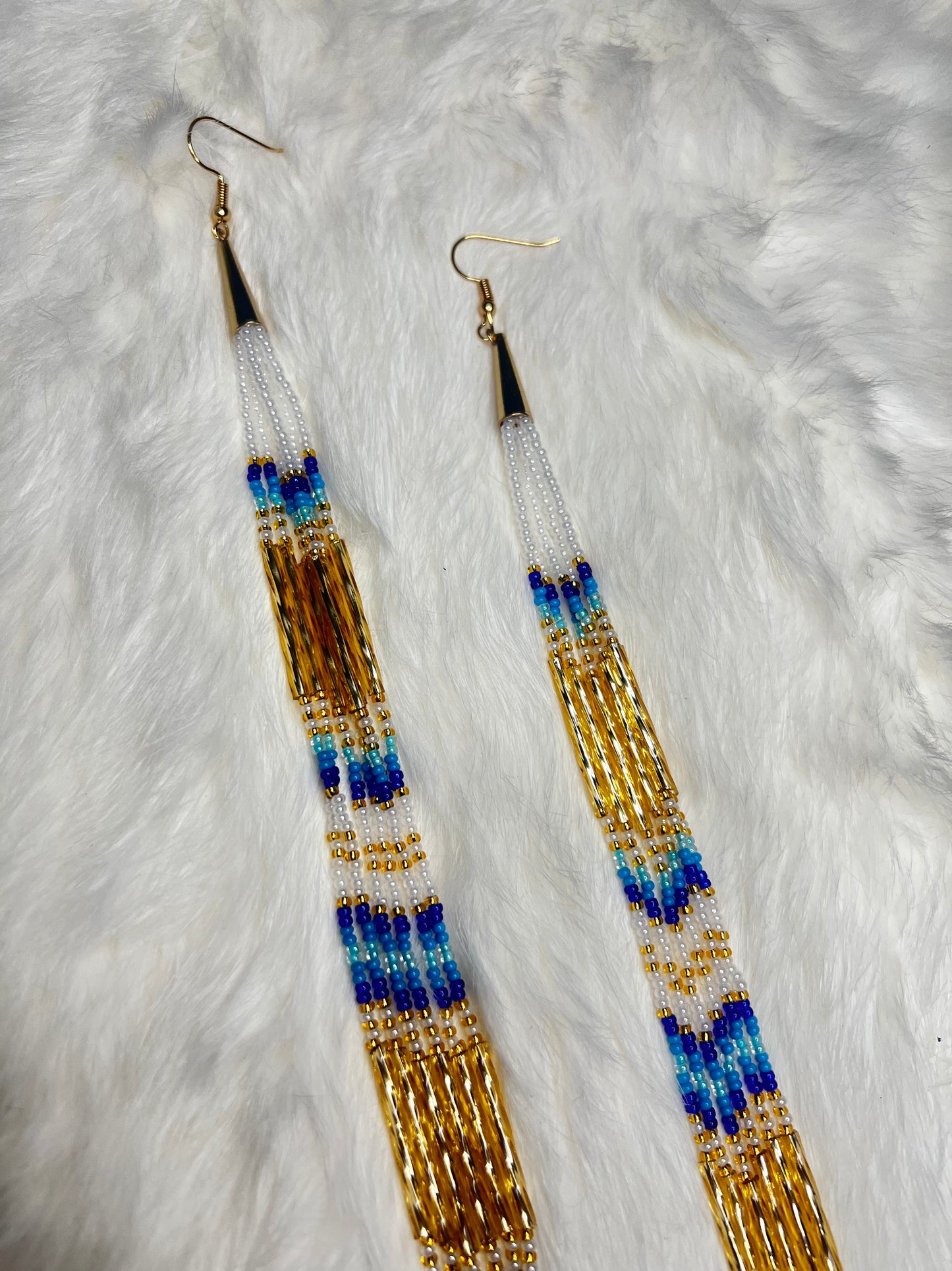 Blue and Gold Beaded Dangles