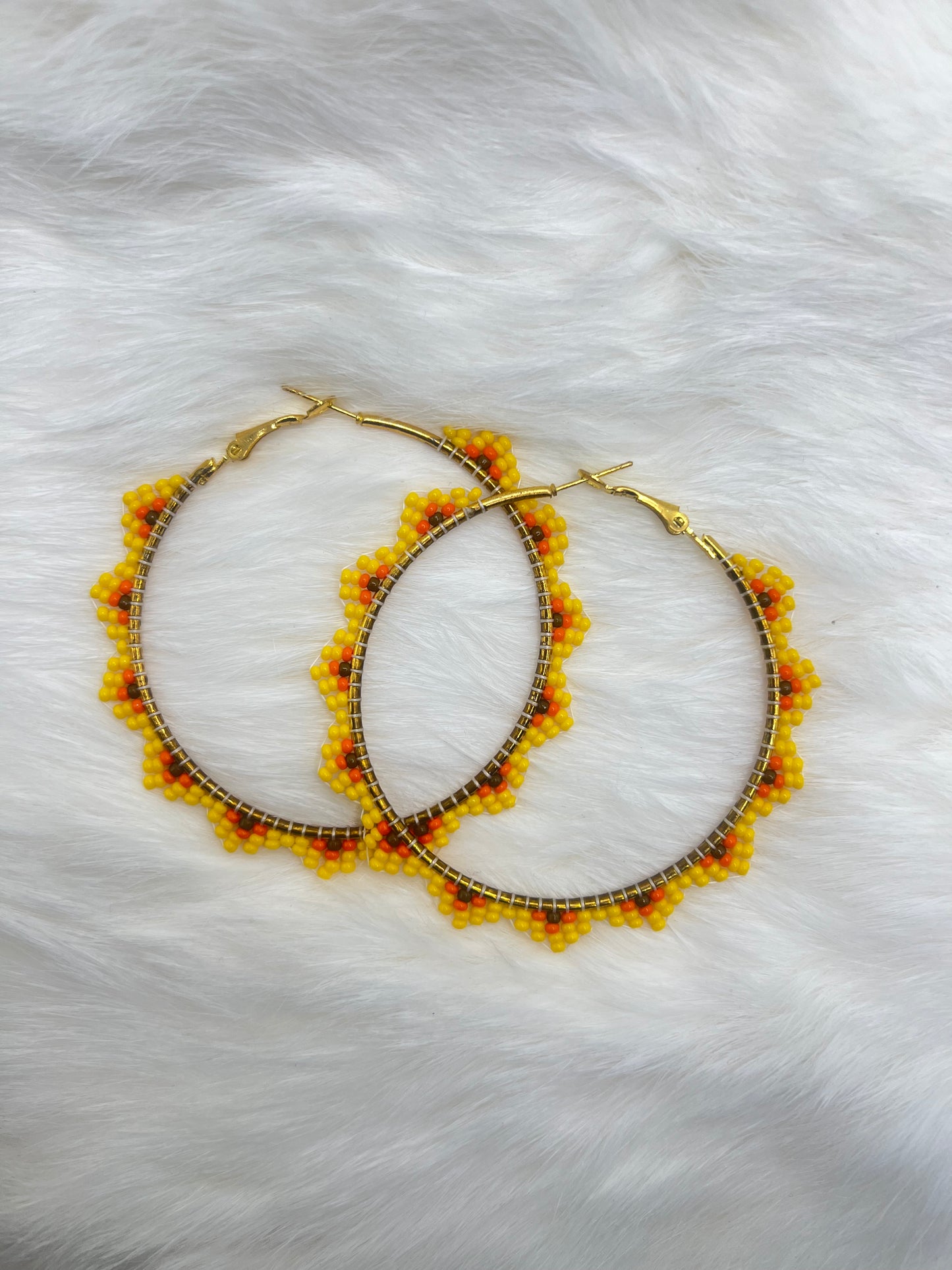 Sunflower Beaded Hoops
