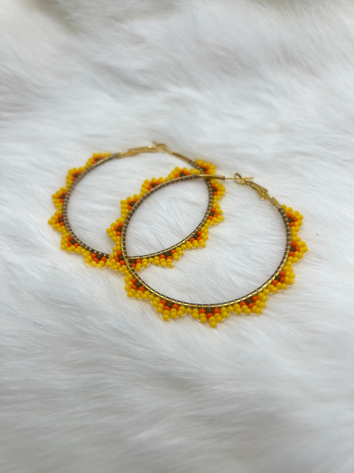 Sunflower Beaded Hoops