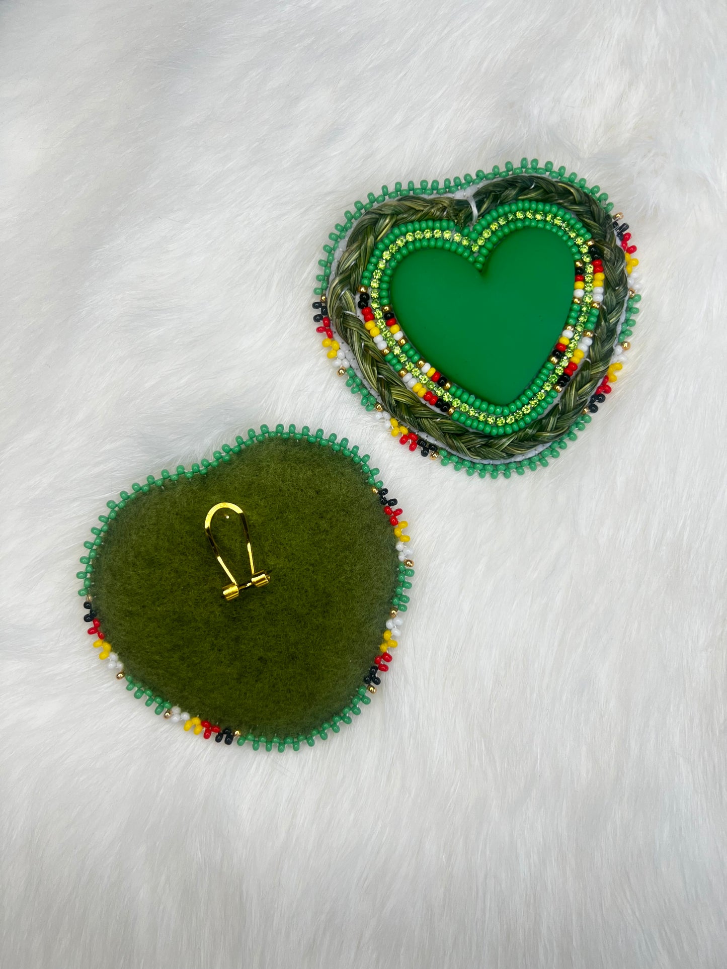 Green Sweetgrass Hearts