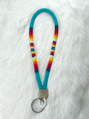Turquoise Flame Beaded Keychain