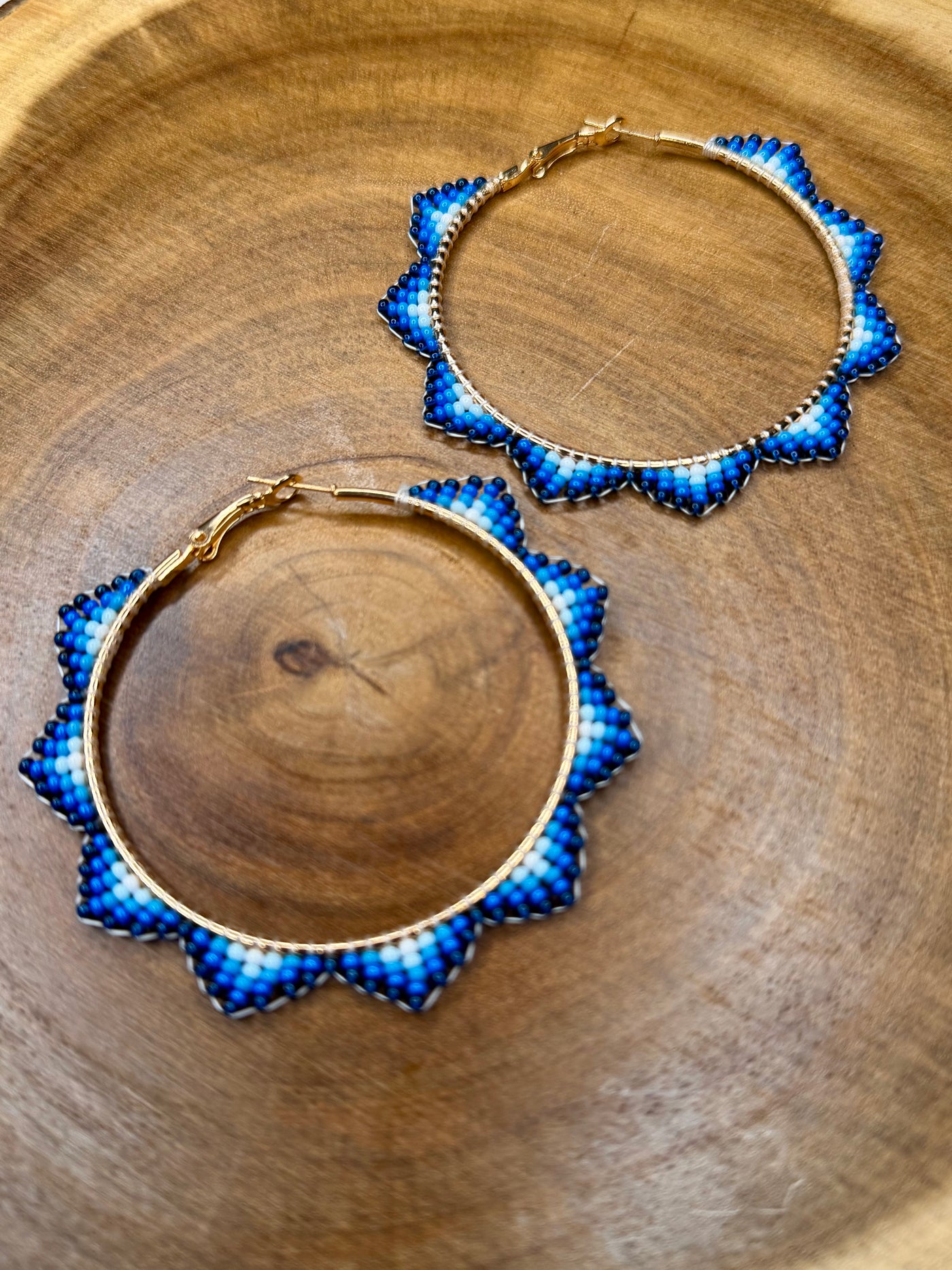 Blue Horizon Beaded Hoops
