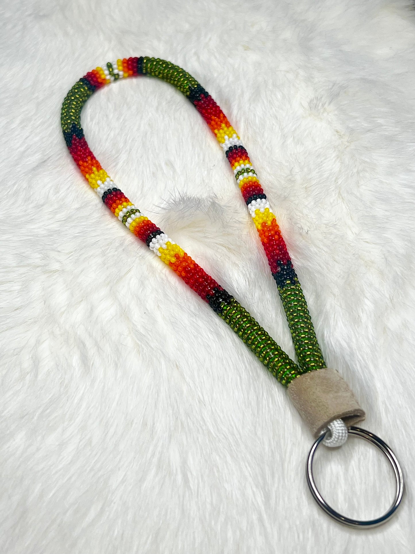 Green Flame Beaded Keychain