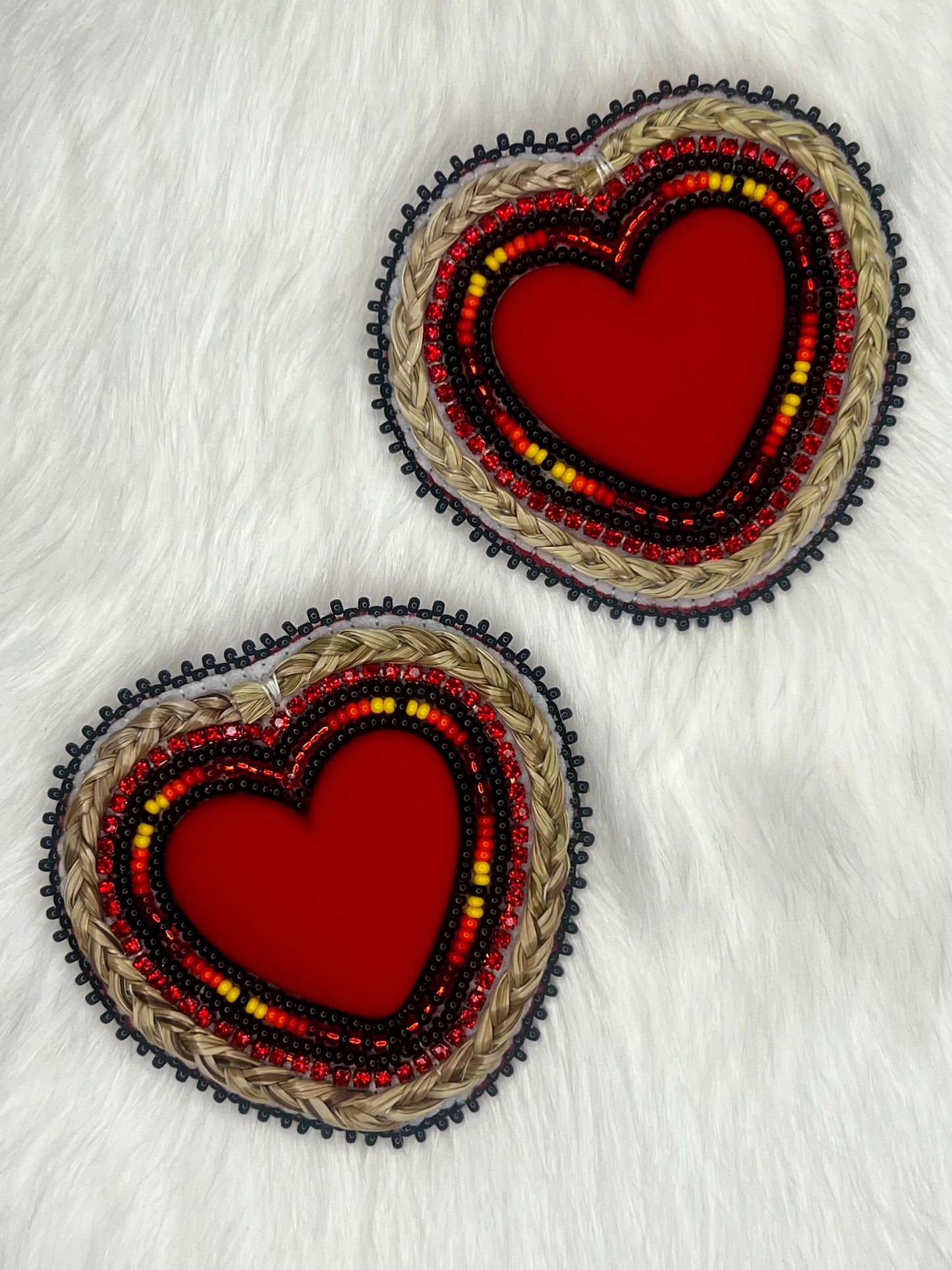 Red Sweetgrass Hearts