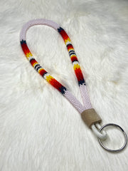 Baby Pink Flame Beaded Keychain