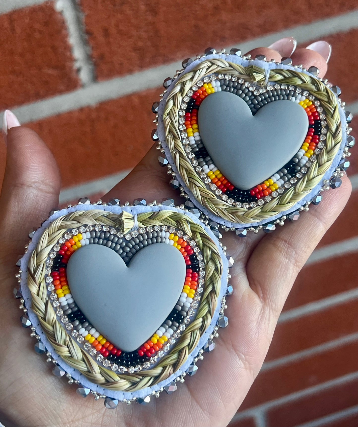Metallic Sweetgrass Hearts