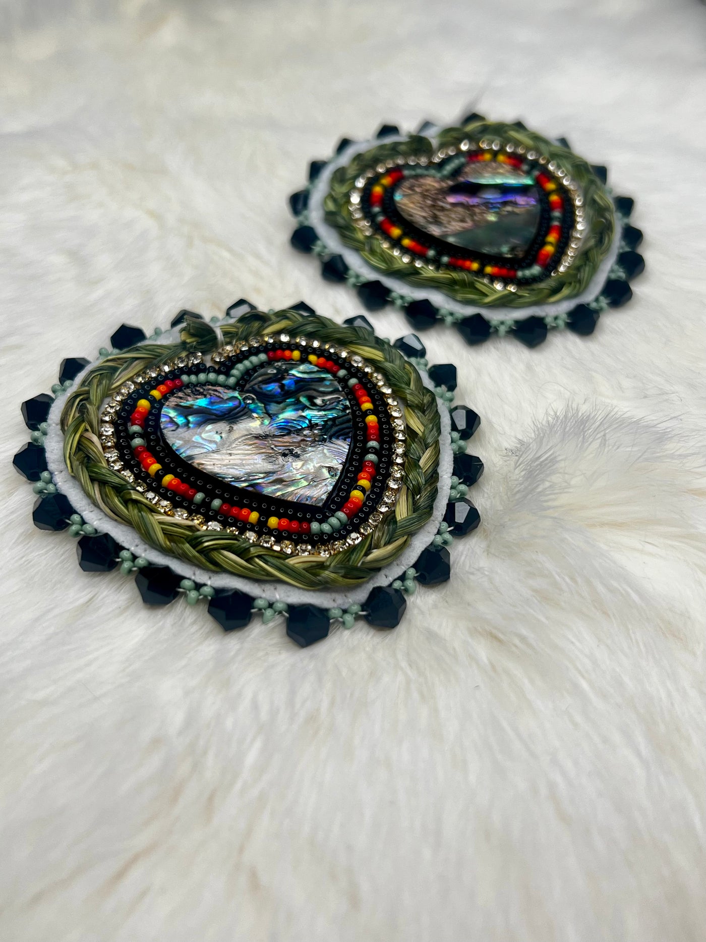 Abalone Shell Sweetgrass Hearts