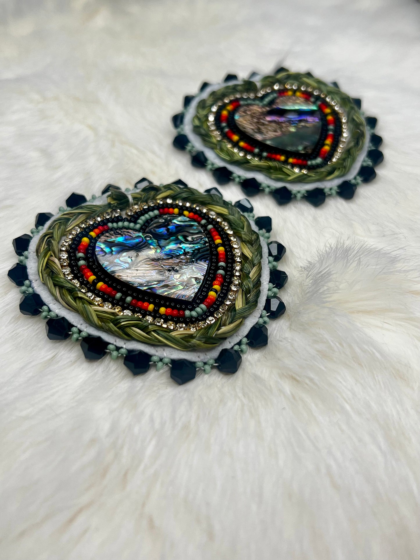 Abalone Shell Sweetgrass Hearts