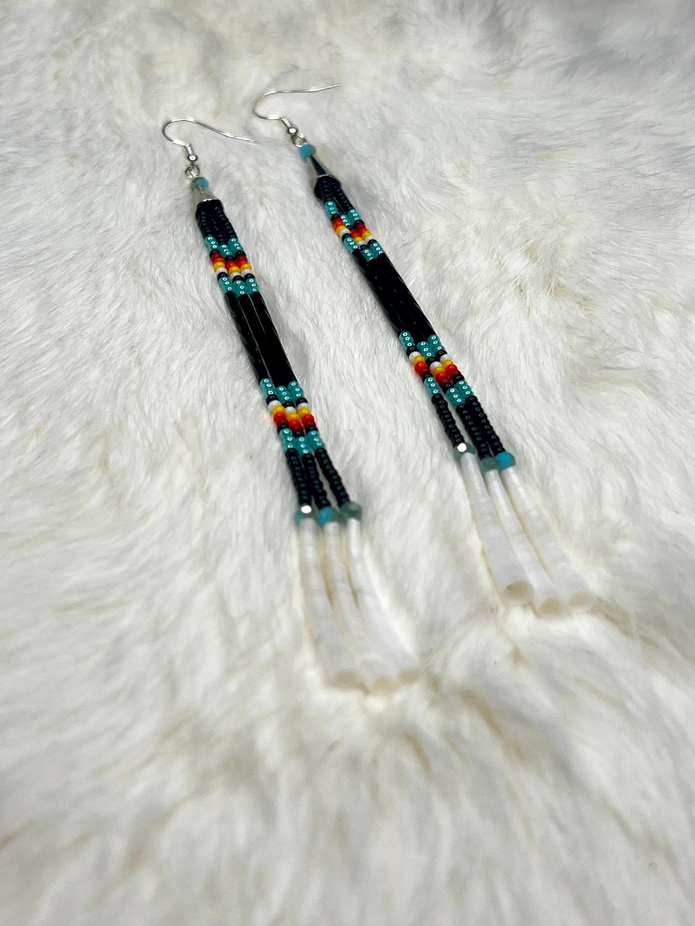 Black & Turquoise Dentalium Dangles
