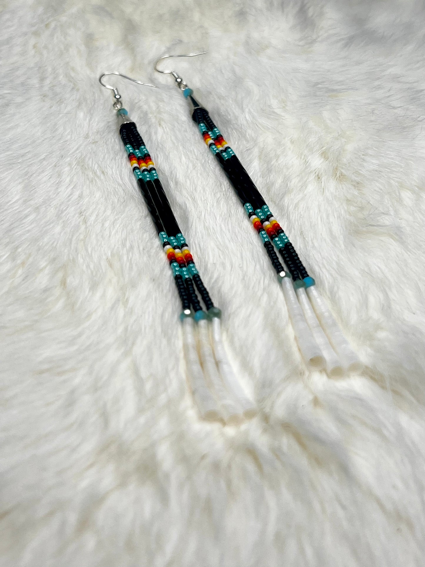 Black & Turquoise Dentalium Dangles