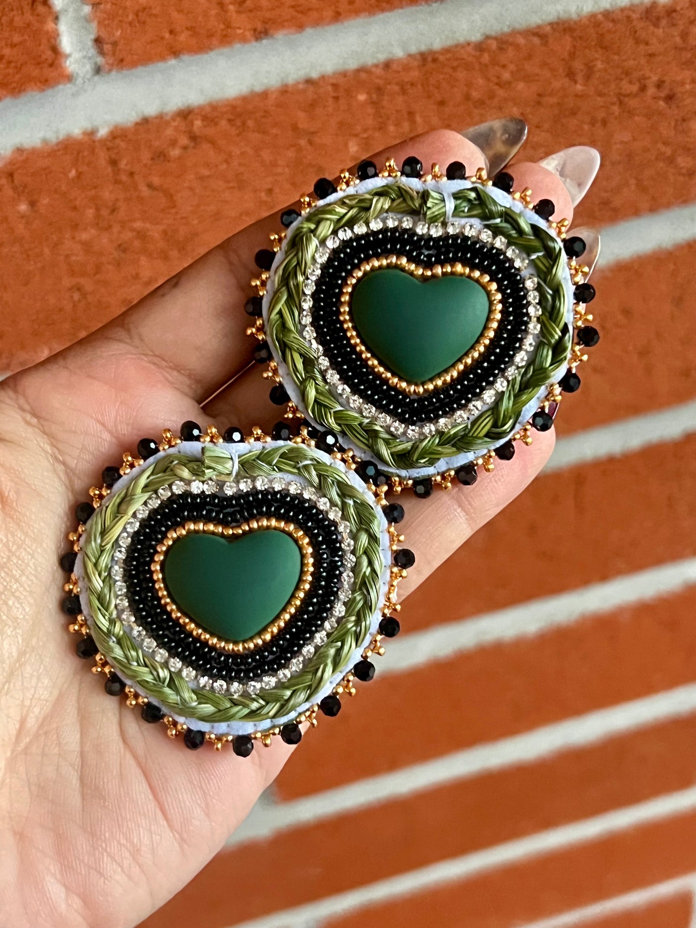 Hunter Green Sweetgrass Hearts