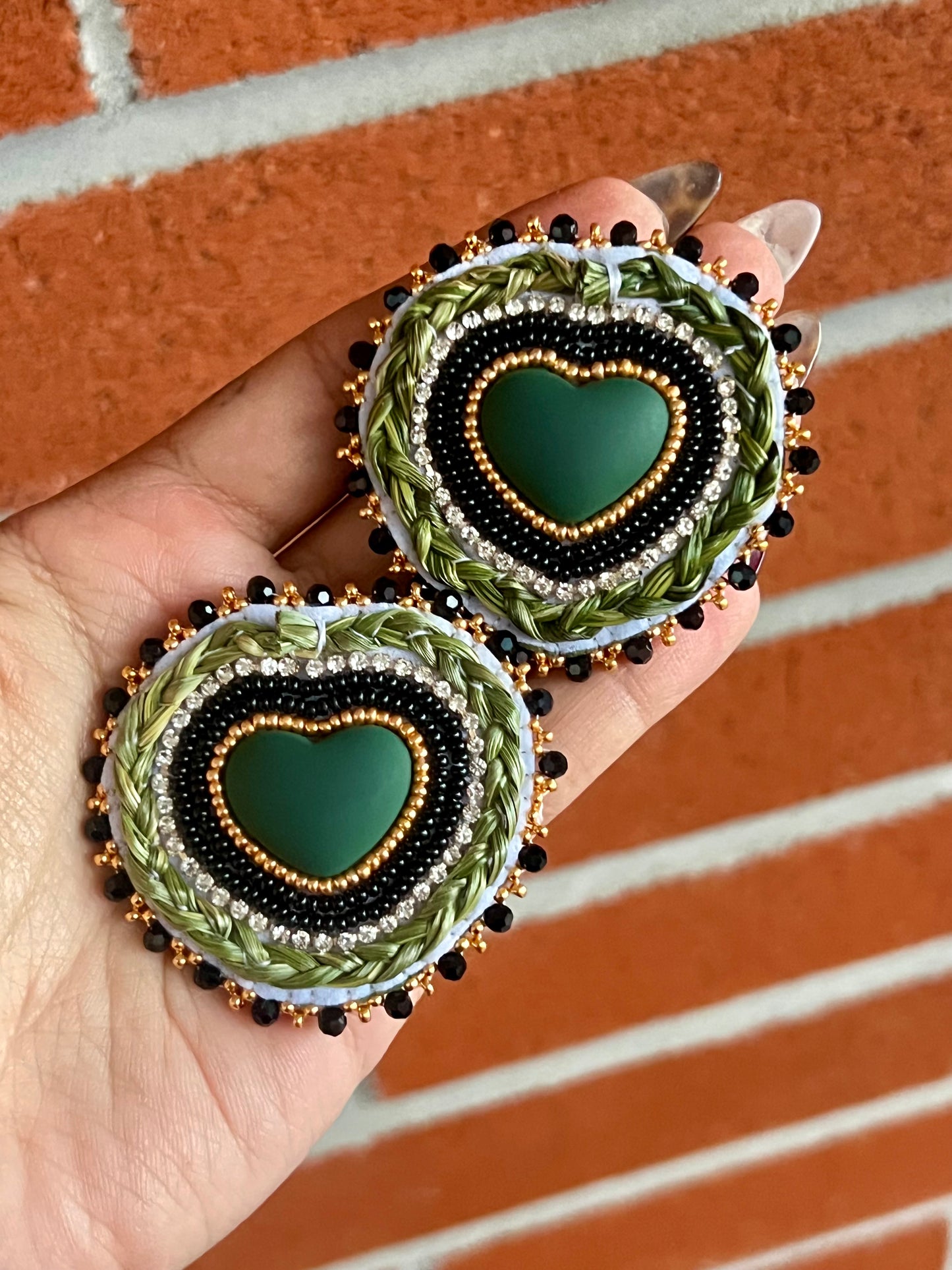 Hunter Green Sweetgrass Hearts