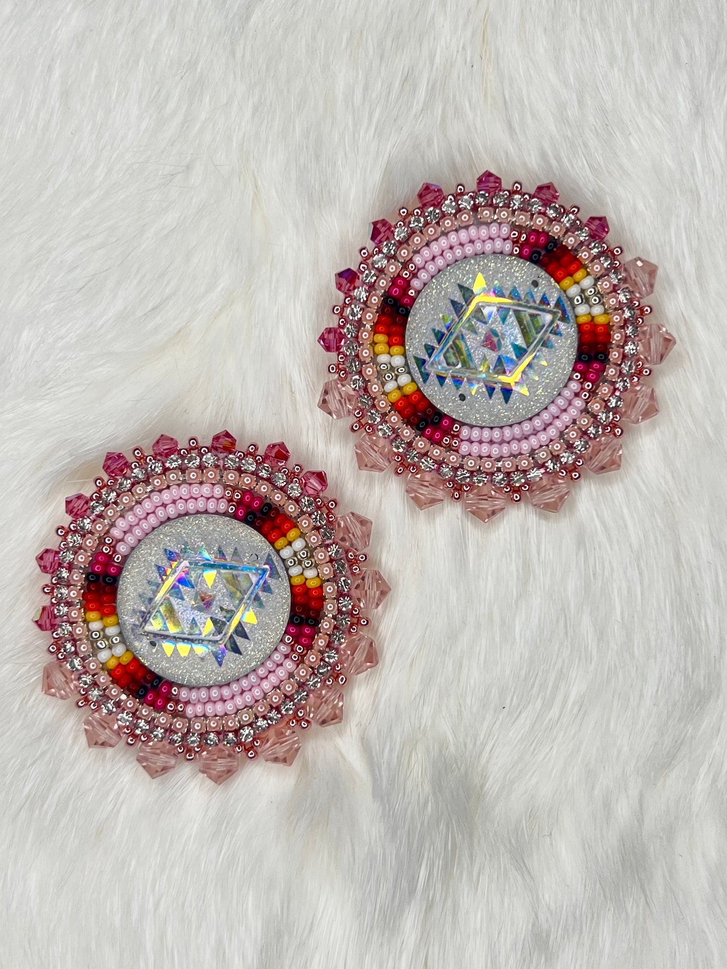 Starburst Pink Beaded Earrings