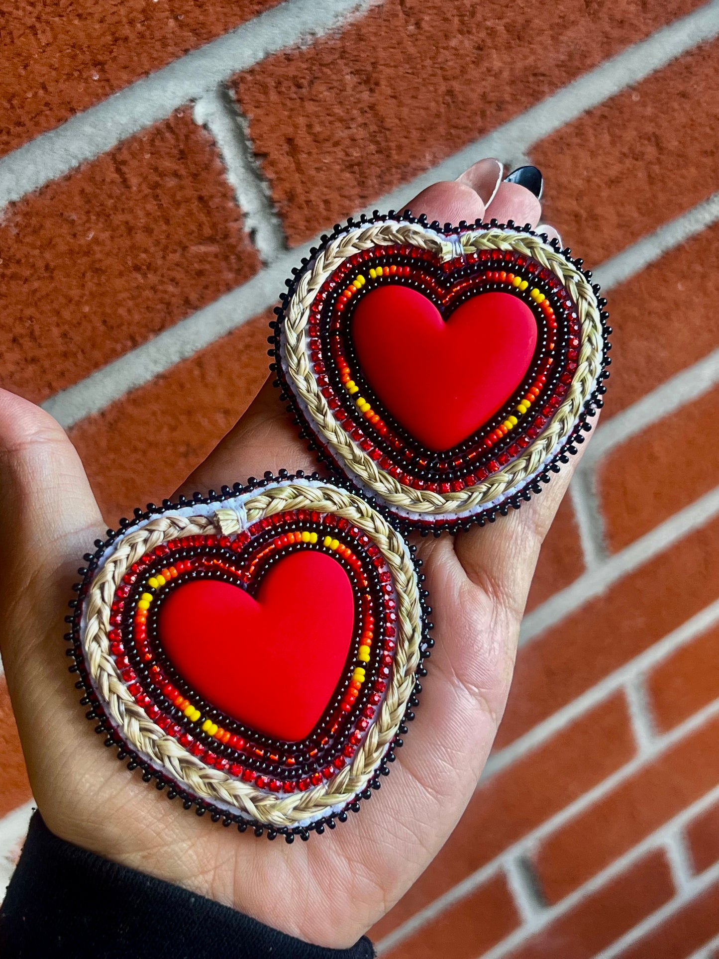Red Sweetgrass Hearts