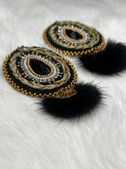 Sweetgrass Faux Mink Black Teardrop Earrings