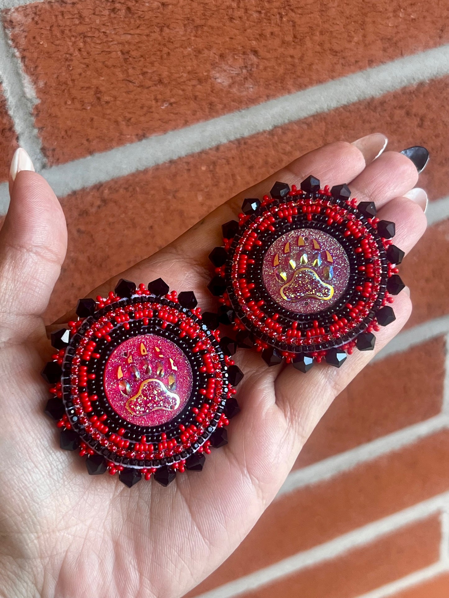 Red Bear Paw Earrings