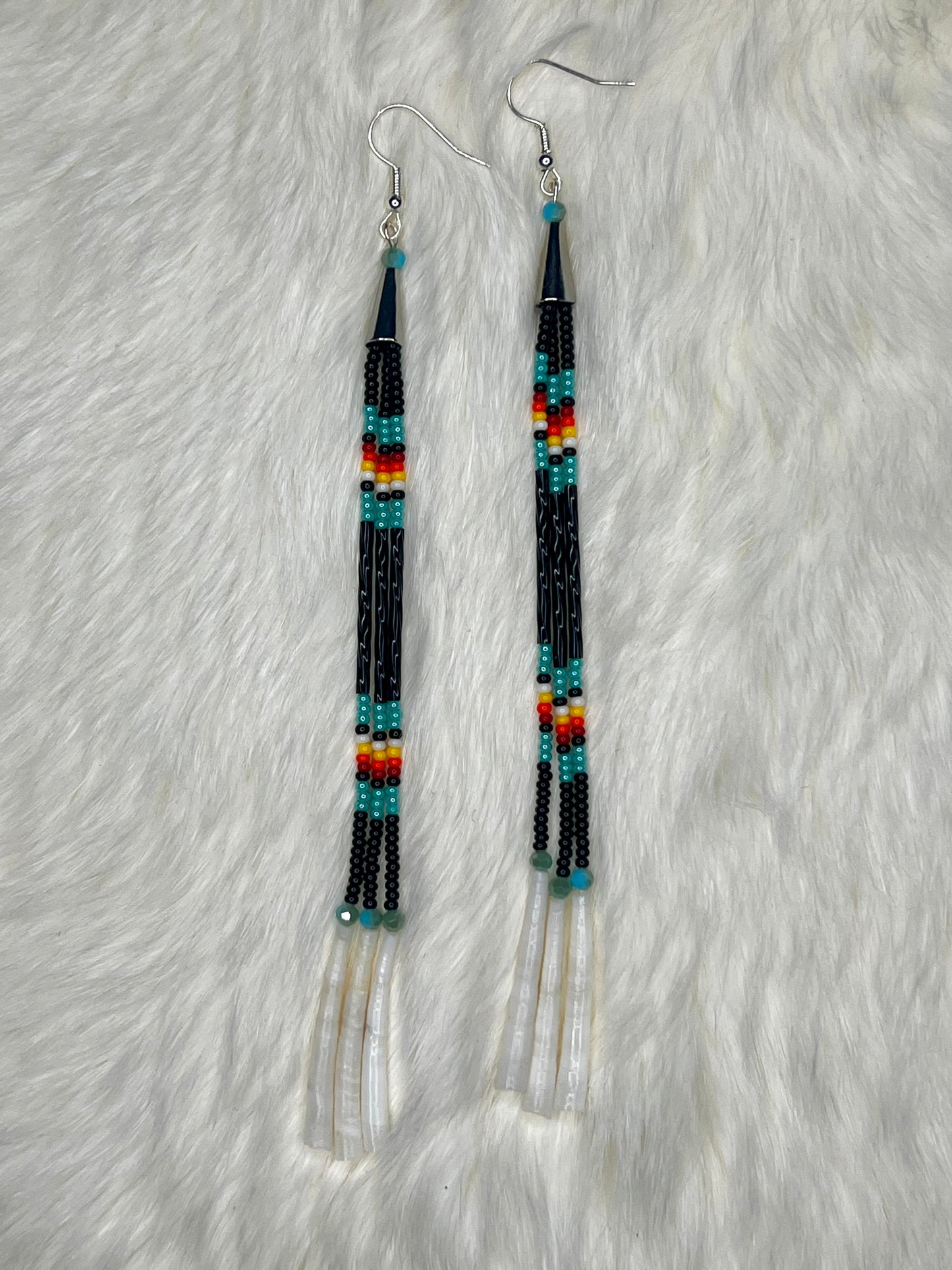 Black & Turquoise Dentalium Dangles