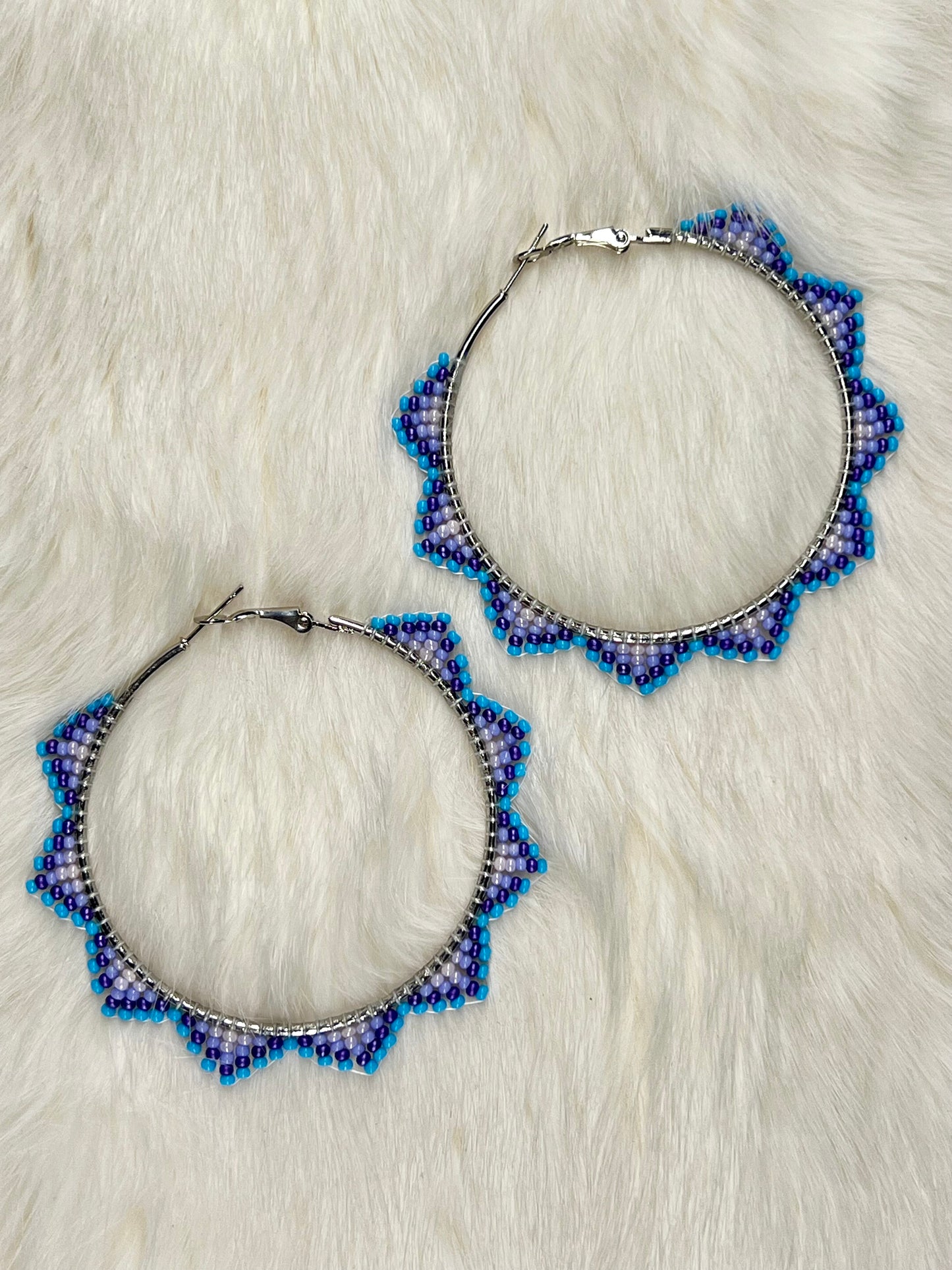 Blue Horizon Beaded Hoops
