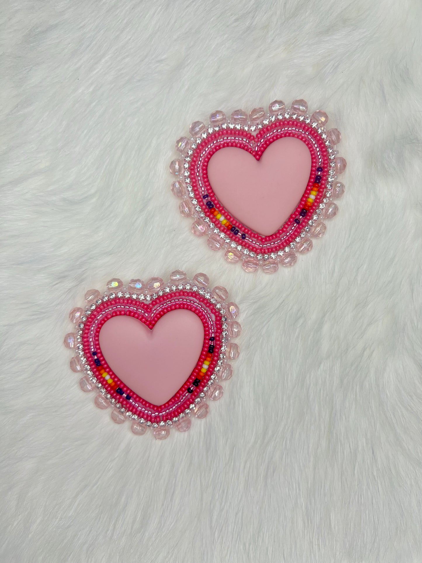 Pink Beaded Hearts