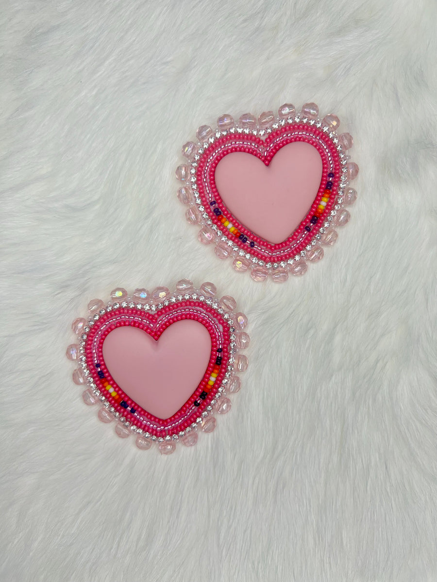 Pink Beaded Hearts