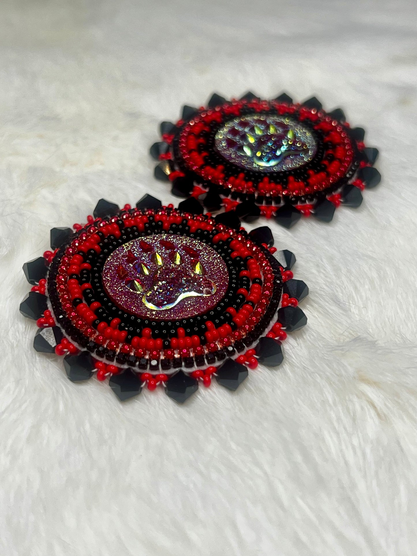 Red Bear Paw Earrings